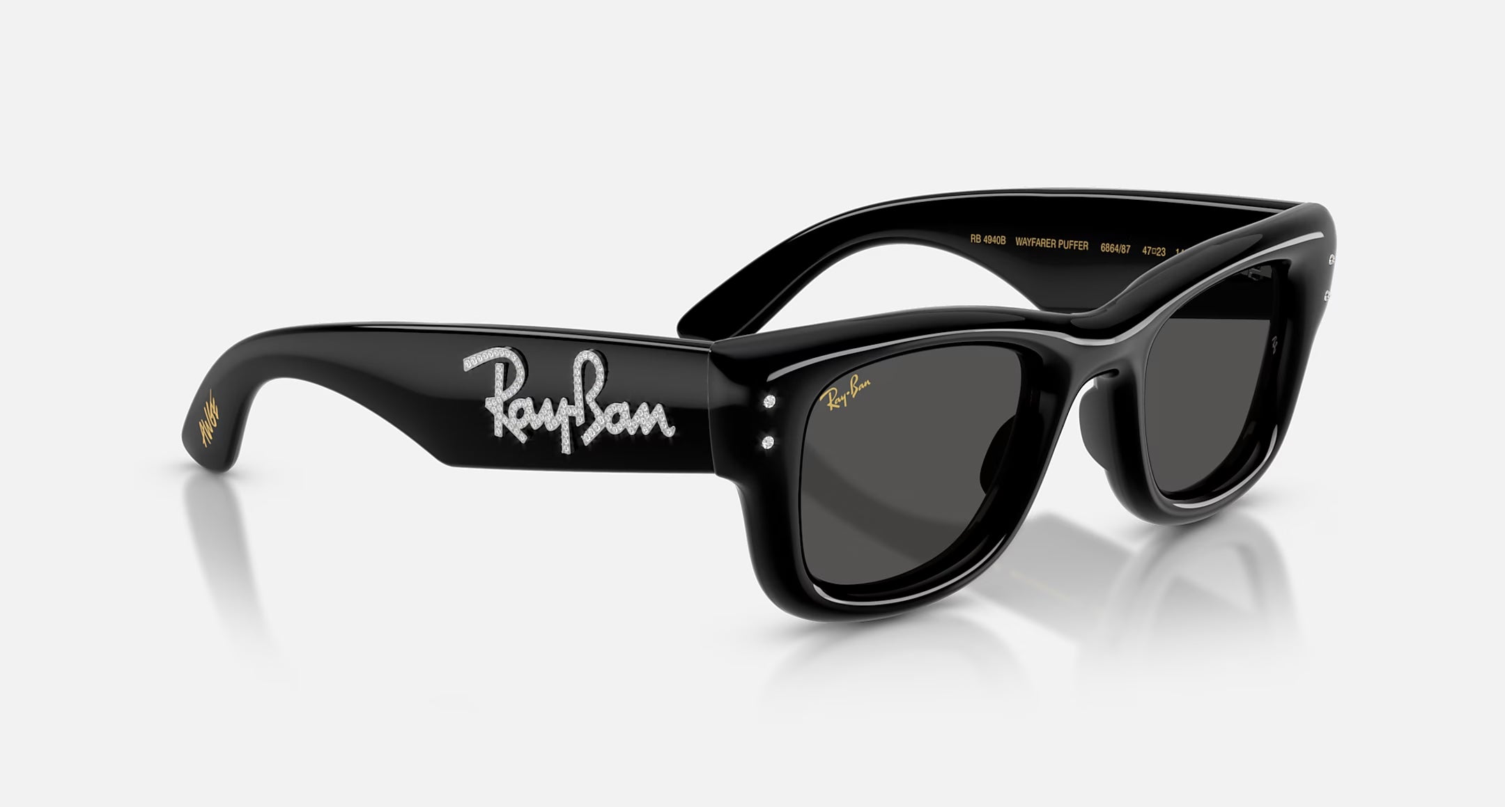 Ray-Ban Wayfarer Puffer Crystal Edition Sunglasses Polished Black & Strass