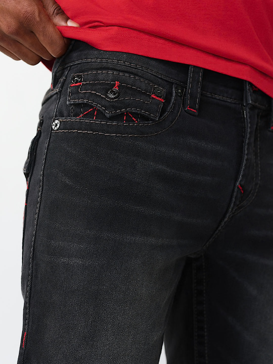 Men's True Religion Ricky Big T Flap Shorts Albarn Black Wash