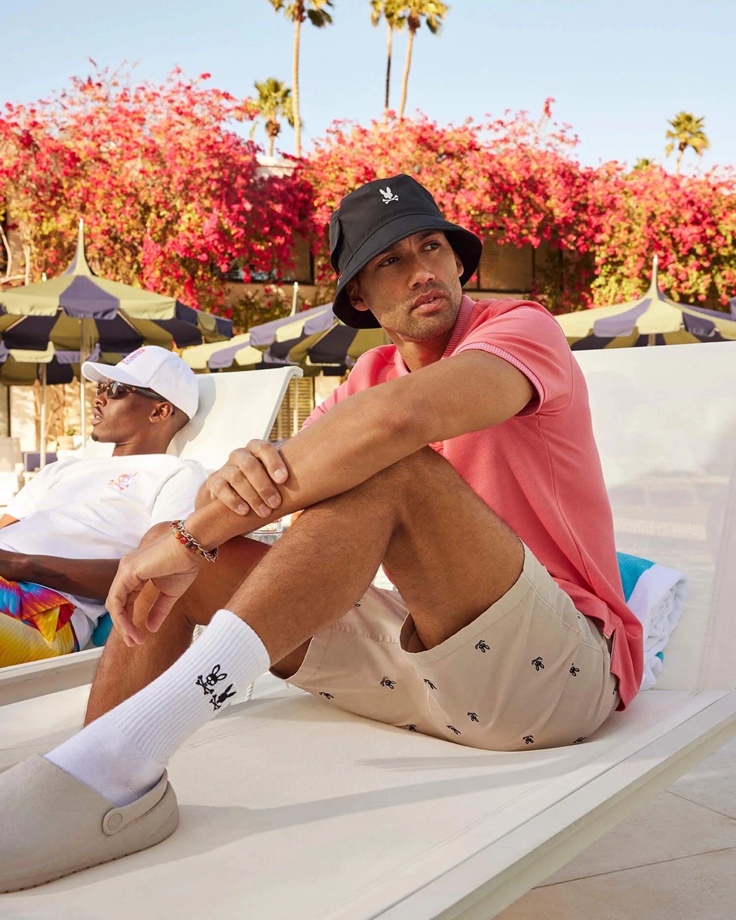 Men's Psycho Bunny Manvel Embroidery Bucket Hat Black