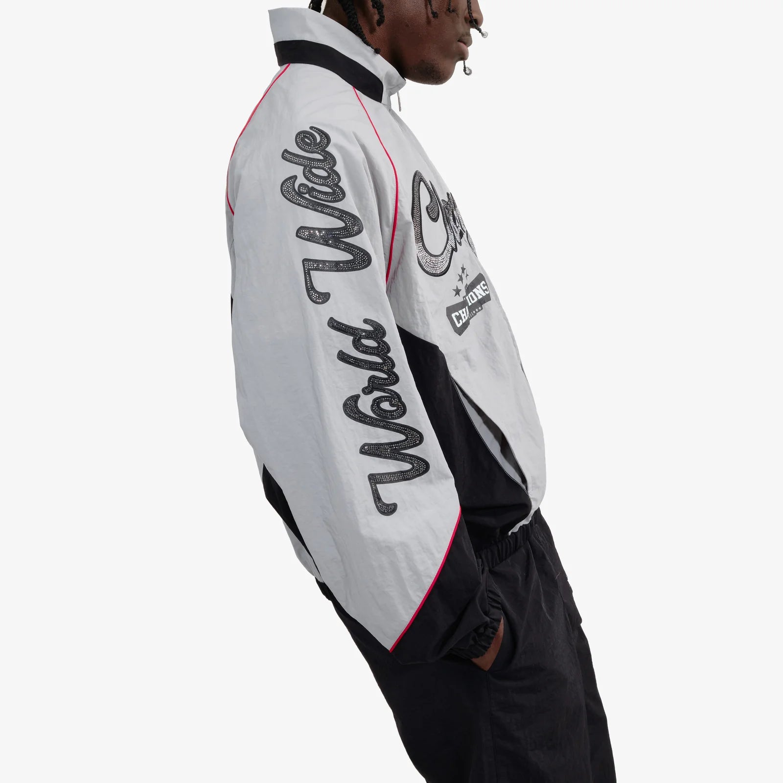Men's Copper Rivet Champs Windbreaker Full Zip Black