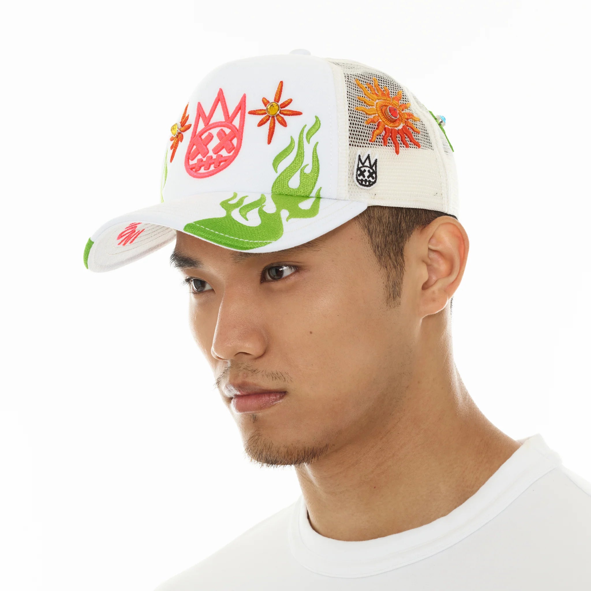 Cult of Individuality Sunny Daze Spider Trucker Hat Winter White