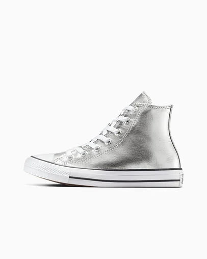 Unisex Converse Chuck Taylor All Star Hi Metallic Canvas Shoes Granite / White / Black