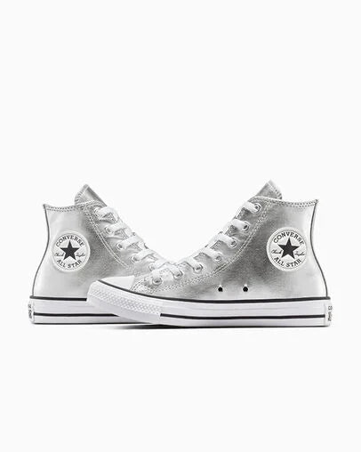Unisex Converse Chuck Taylor All Star Hi Metallic Canvas Shoes Granite / White / Black