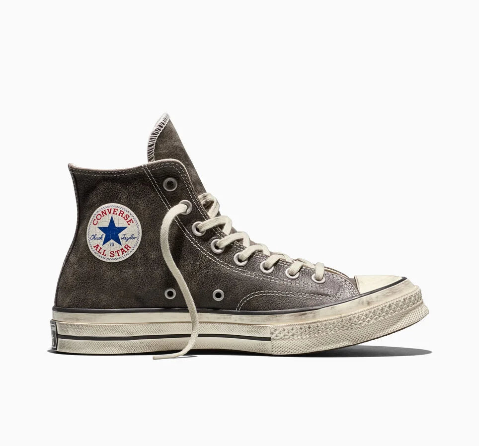 Men's Converse Chuck 70 Burnished Leather High Top Shoes Black