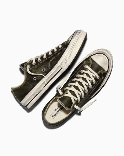 Men's Converse Chuck 70 Burnished Leather Shoes Moss Sauce