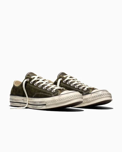 Men's Converse Chuck 70 Burnished Leather Shoes Moss Sauce