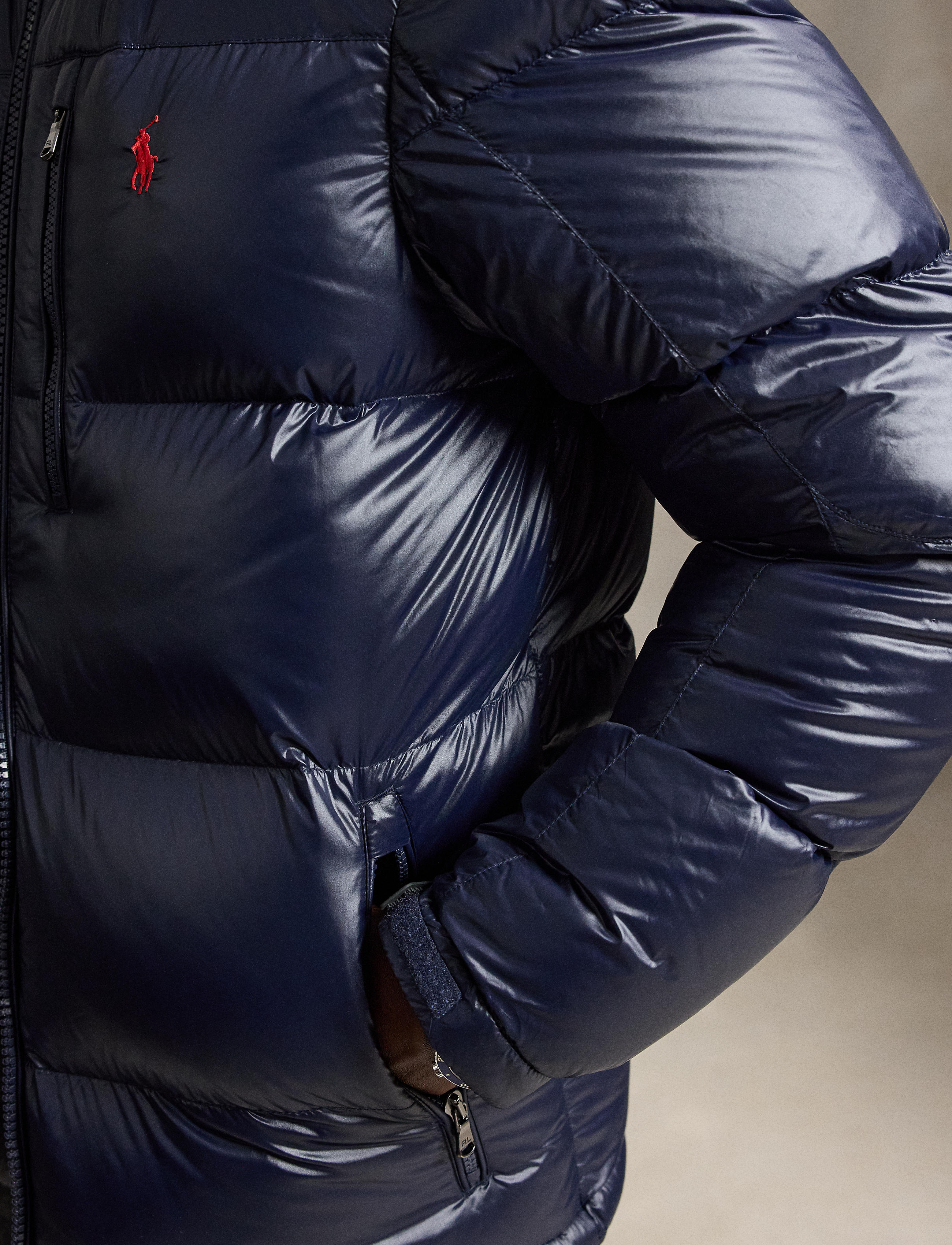 Men's Polo Ralph Lauren The Gorham Glossed Down Jacket Collection Navy Glossy