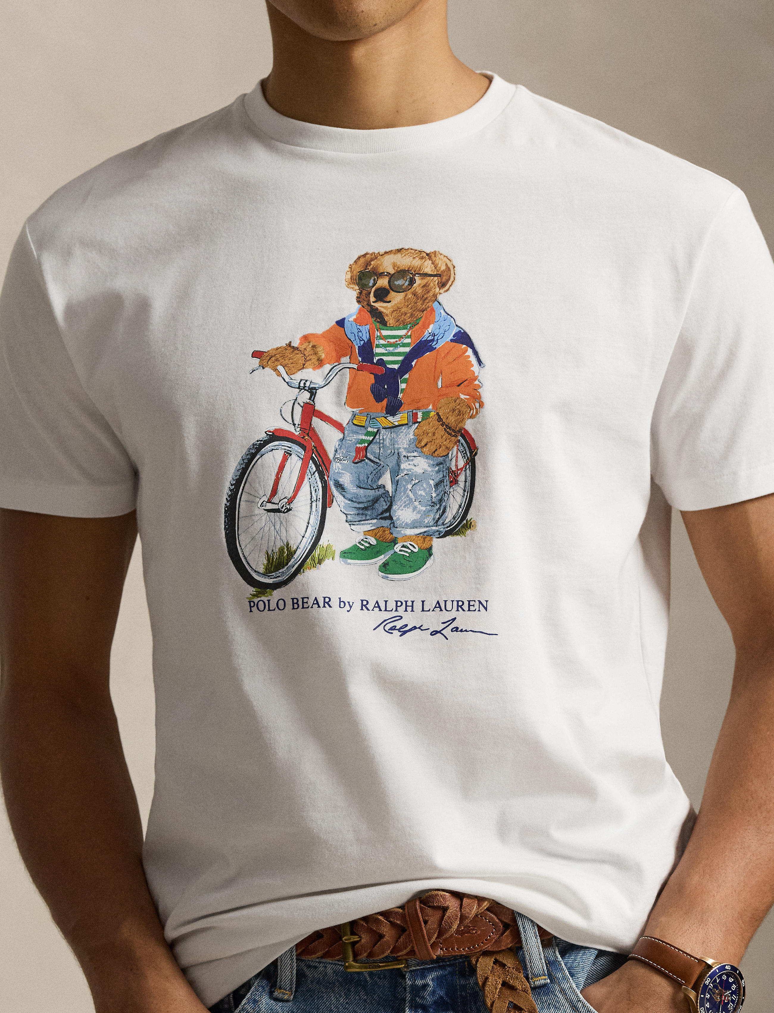 Men's Polo Ralph Lauren Classic Fit Polo Summer Bear Jersey T-Shirt White