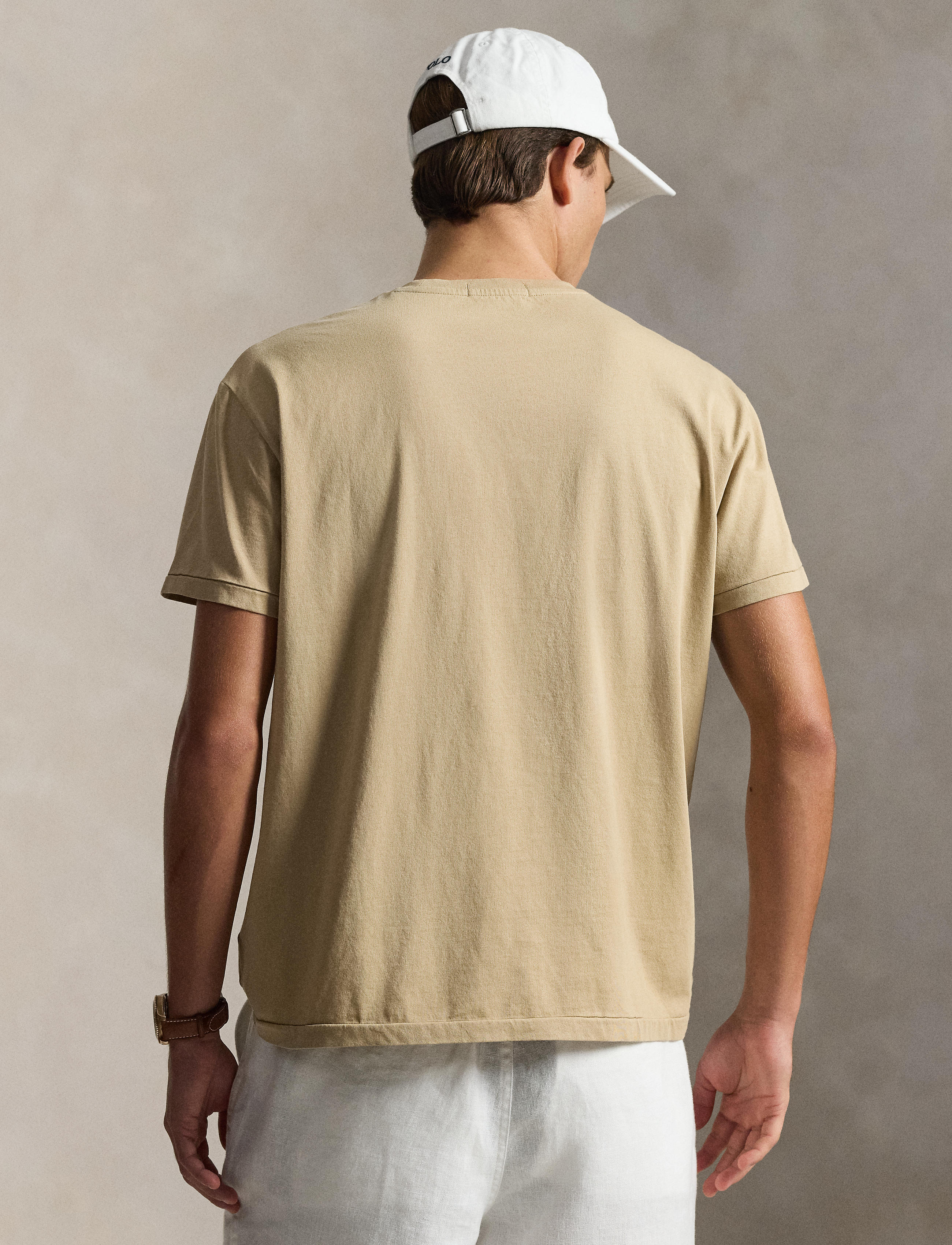 Men's Polo Ralph Lauren Classic Fit Logo Jersey T-Shirt Vintage Khaki