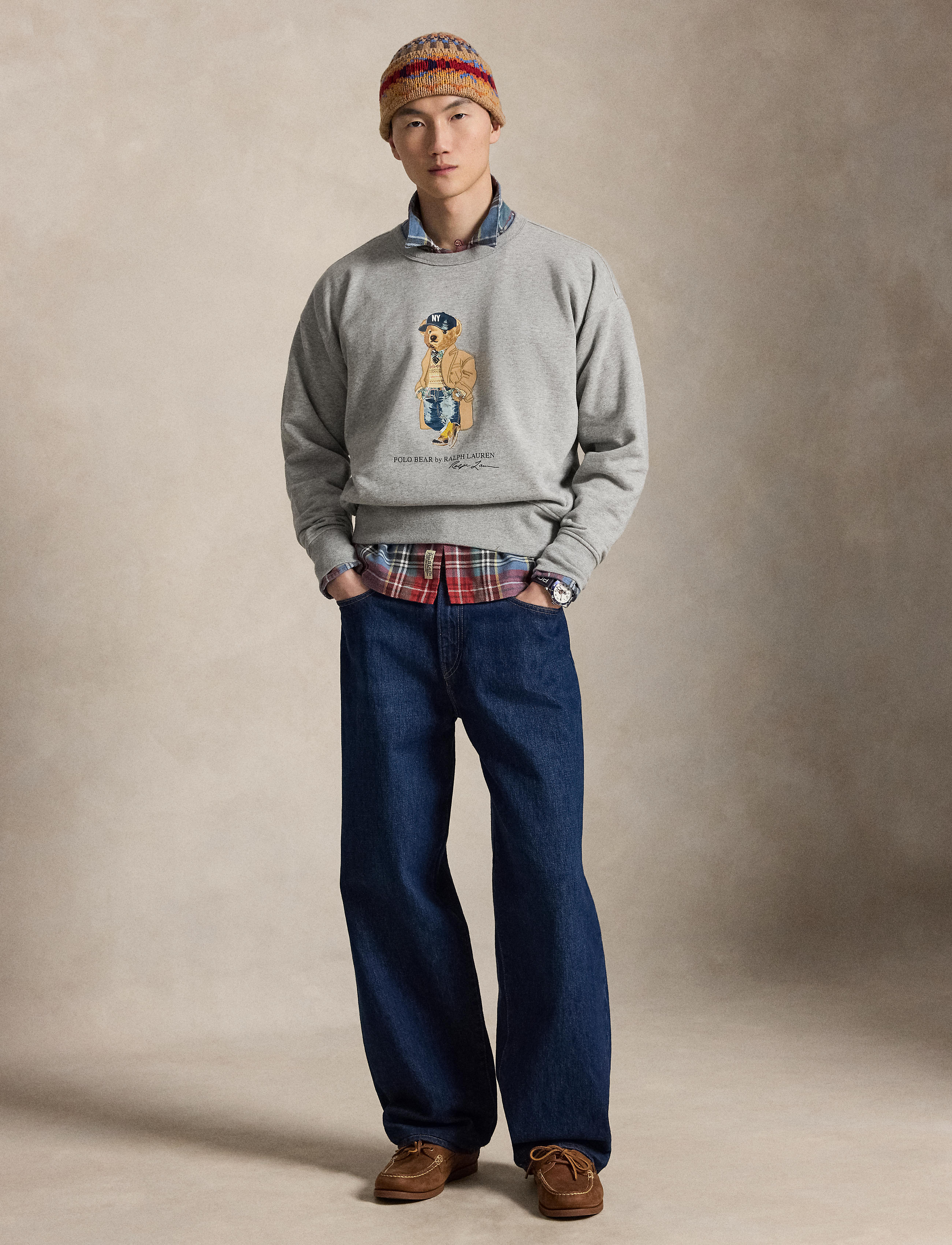 Men's Polo Ralph Lauren Bear Fleece Sweatshirt Heather Grey
