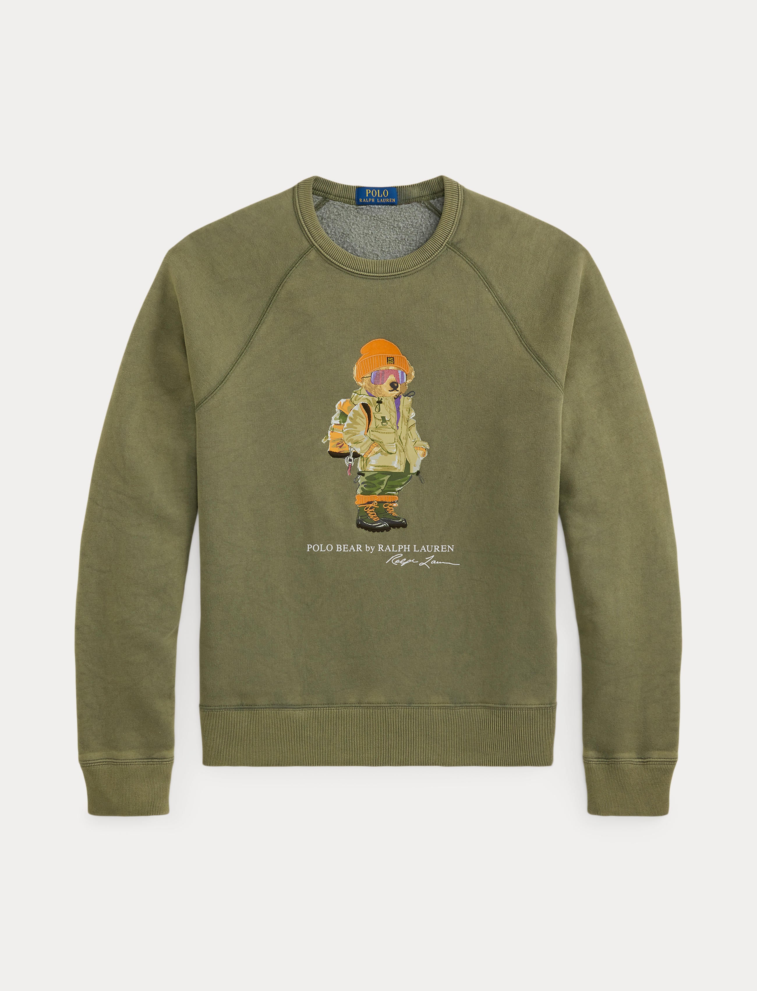 Men's Polo Ralph Lauren Red Rocks Bear Fleece Sweatshirt Cruise Olive