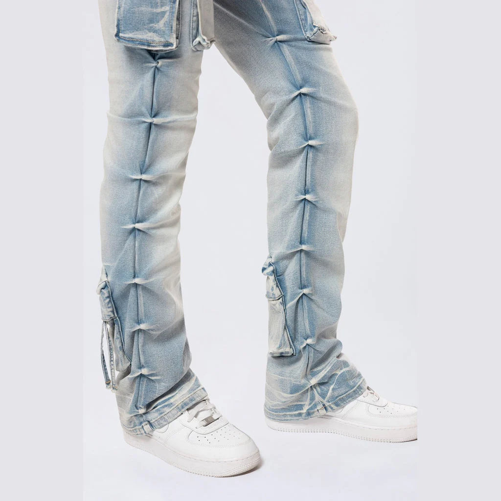 Women's Smoke Rise High Rise Stacked Cargo Jeans Santorini Blue