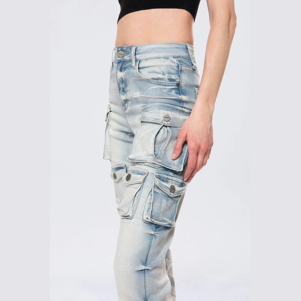 Women's Smoke Rise High Rise Stacked Cargo Jeans Santorini Blue