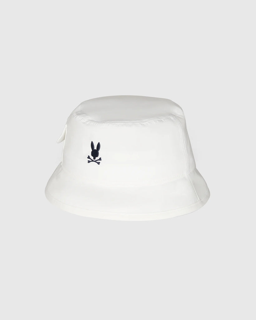 Men's Psycho Bunny Manvel Embroidery Bucket Hat White