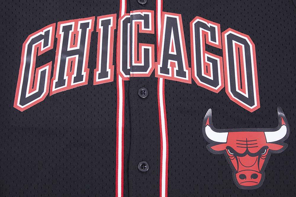 Men's Pro Standard NBA Chicago Bulls Logo Mesh Button Up Jersey Black BCB153898BLK