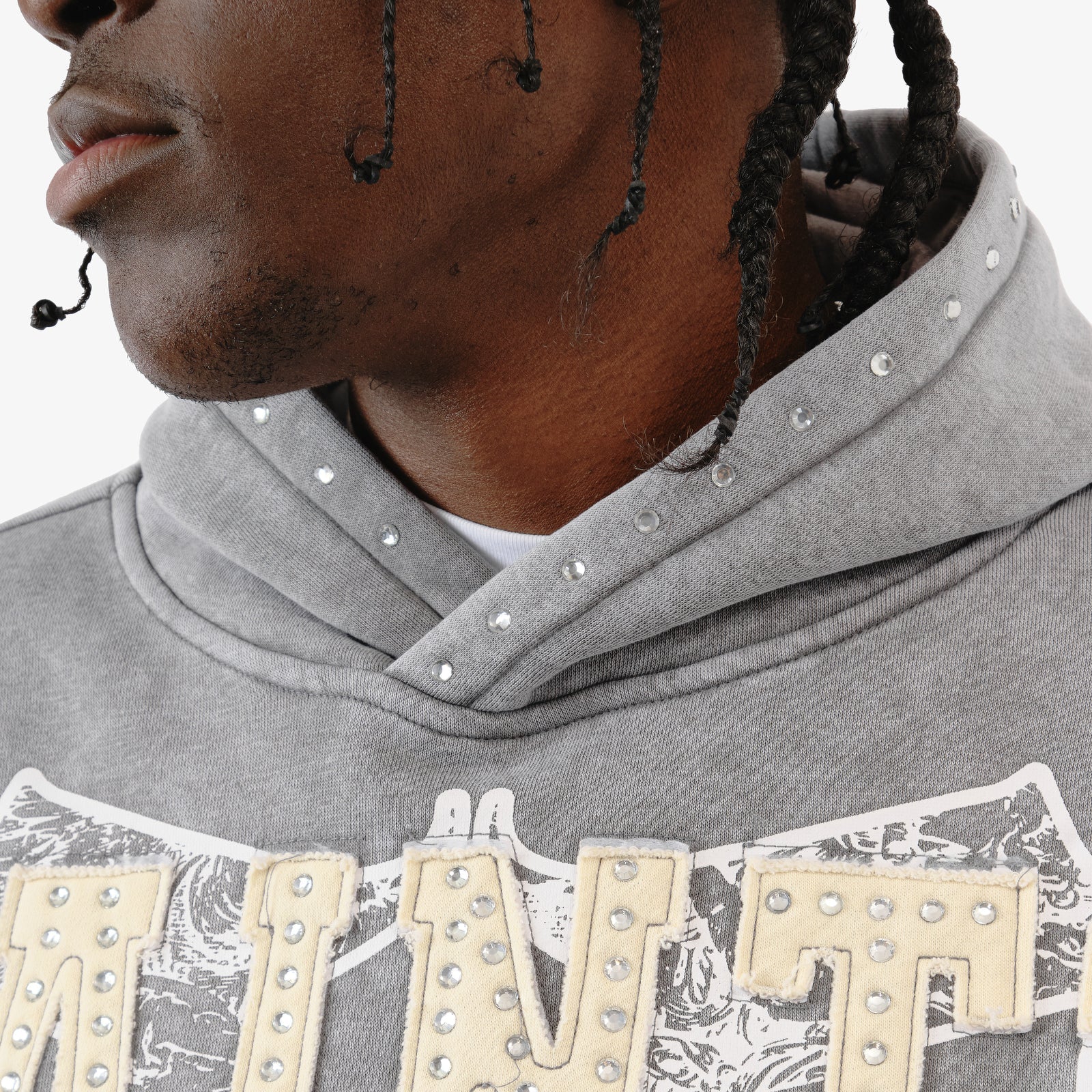 Men's Copper Saint Hoodie Rhinestones Gray