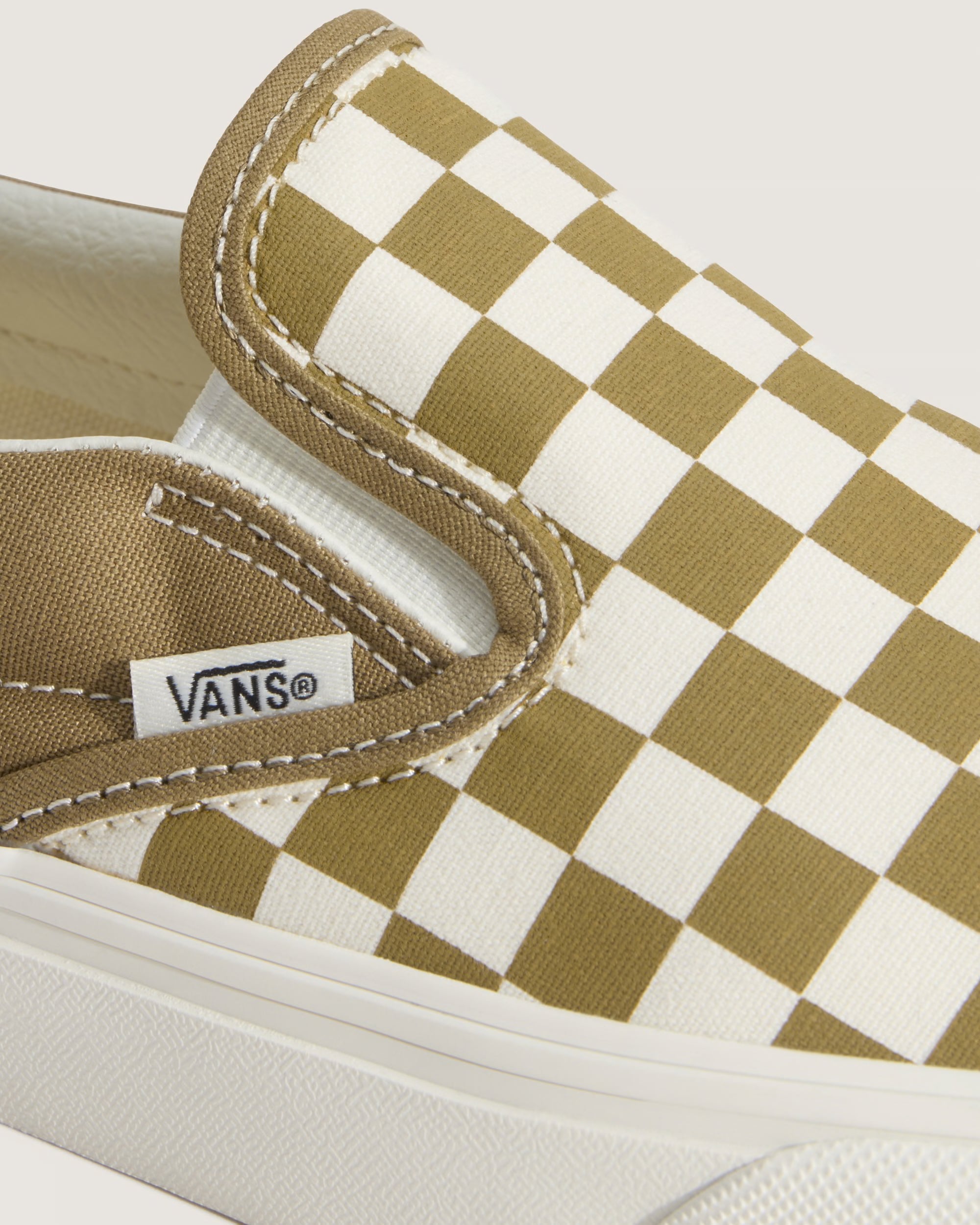 Men's Vans Classic Slip-On Checkerboard Shoes Olive Brown