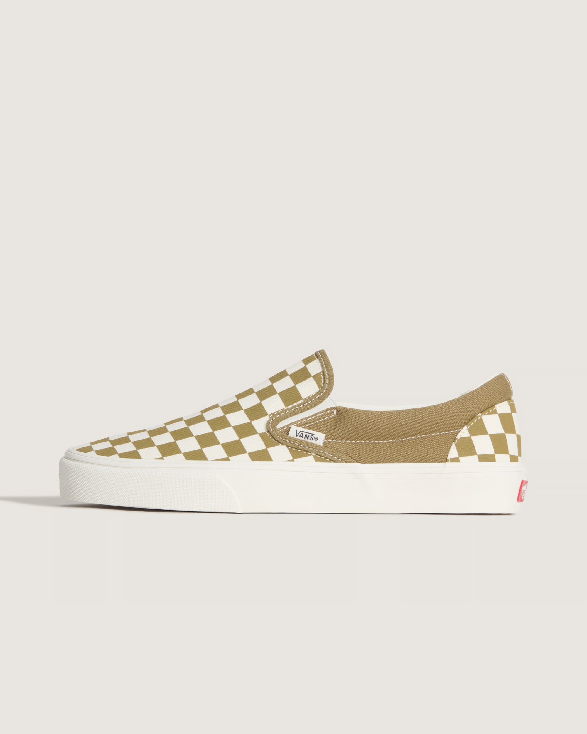 Men's Vans Classic Slip-On Checkerboard Shoes Olive Brown