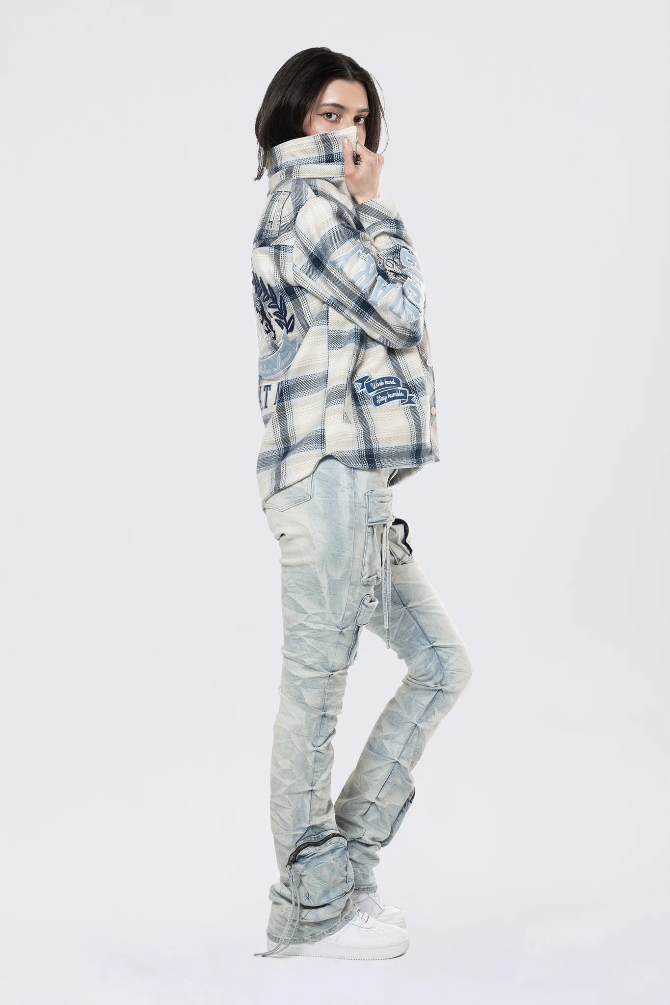 Women's Smoke Rise Red High Rise Stacked Cargo Jeans Marshfield Blue