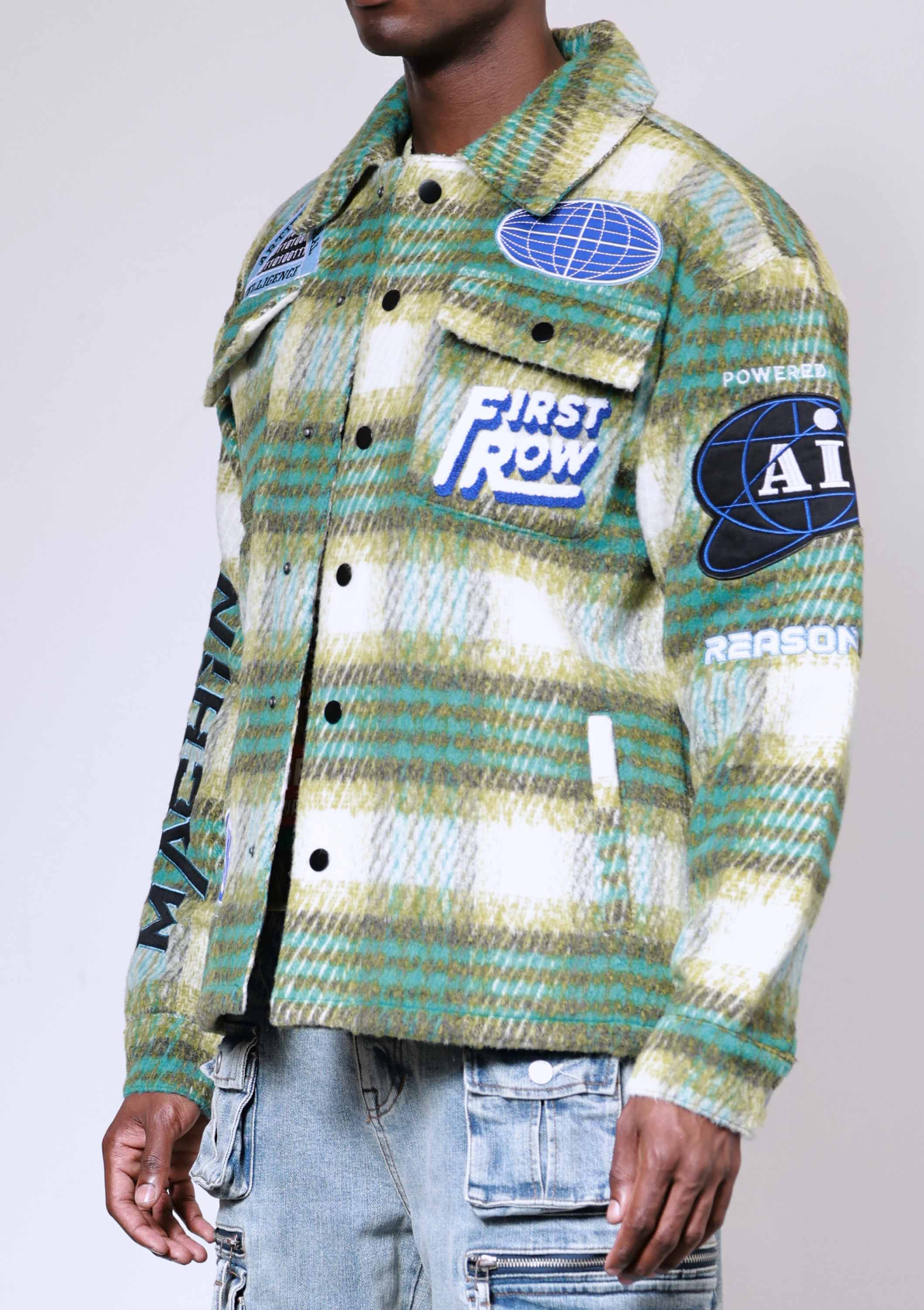 Men's First Row Post Human Shacket Green