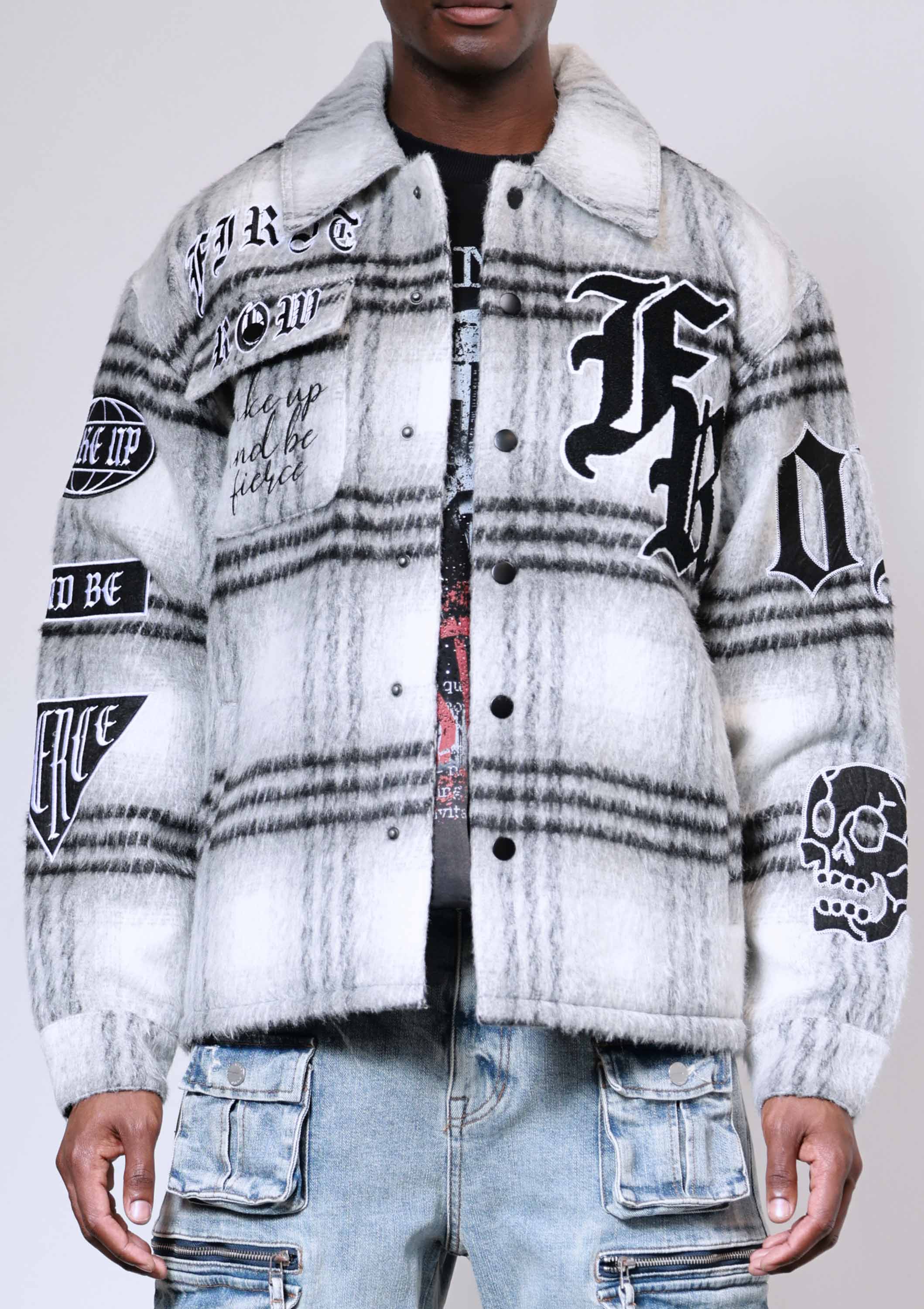 Men's First Row Wake Up & Be Fierce Shacket Black