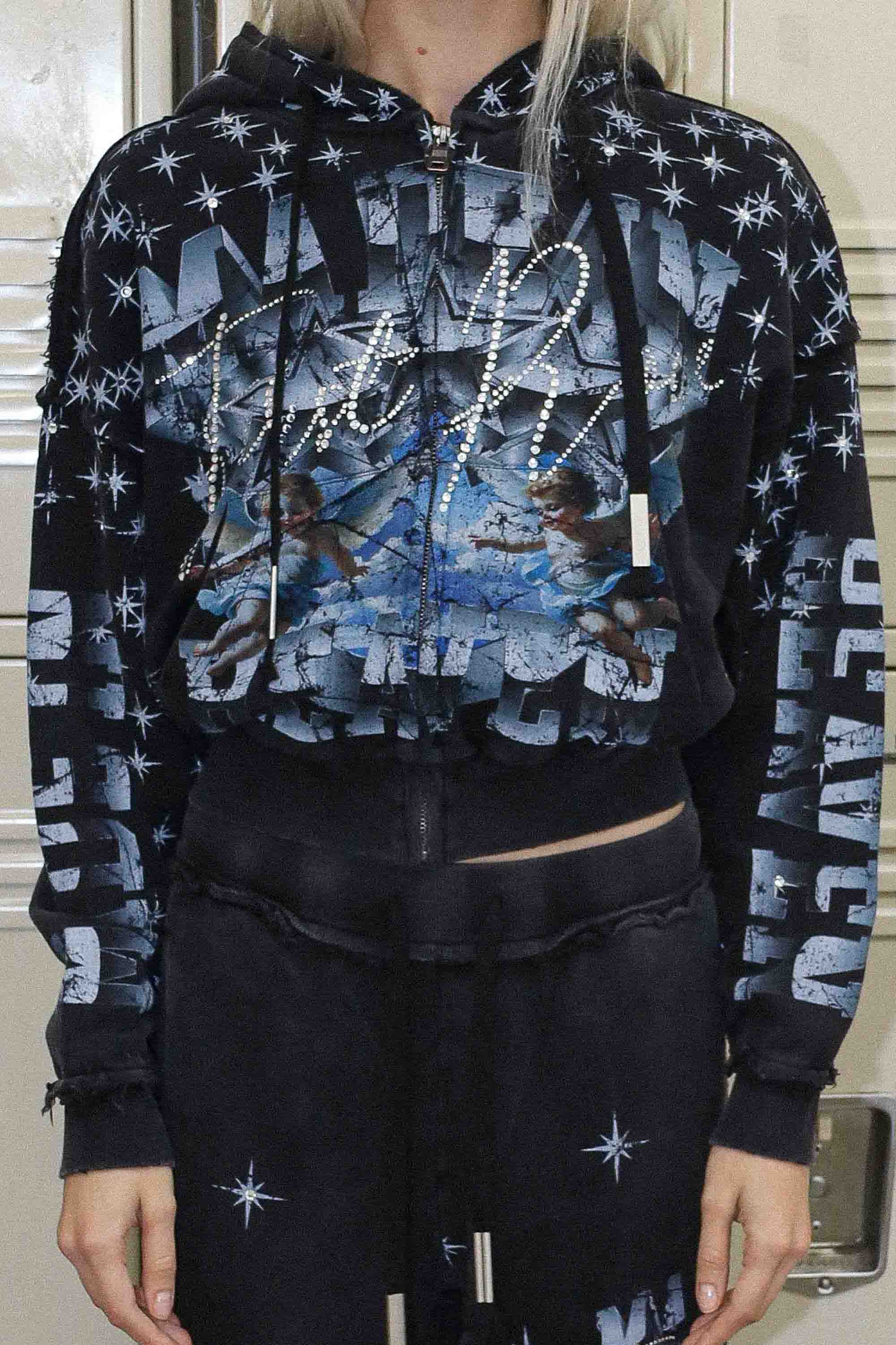 Women's First Row Made in Heaven Stardust Zip Up Hoodie Black