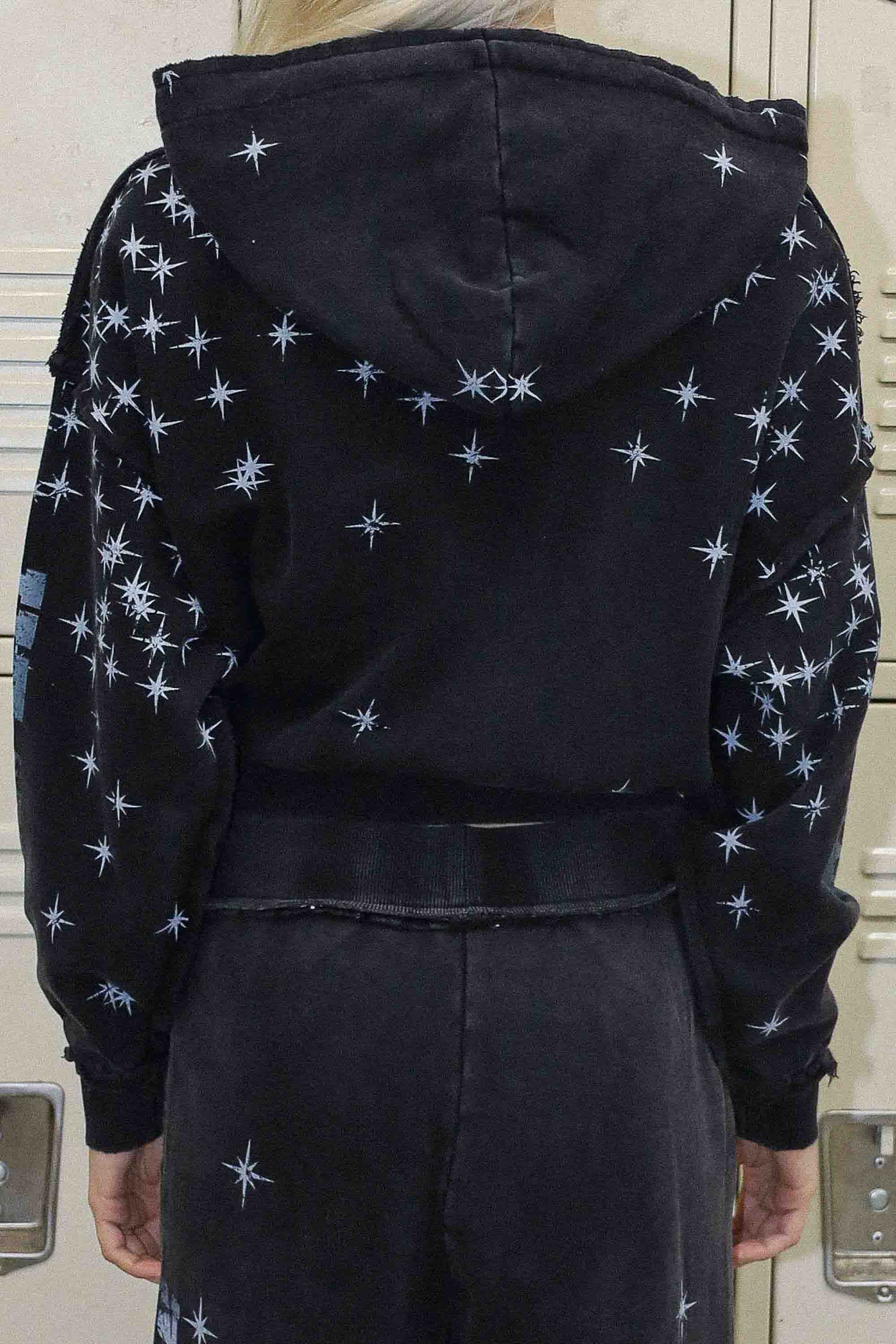 Women's First Row Made in Heaven Stardust Zip Up Hoodie Black