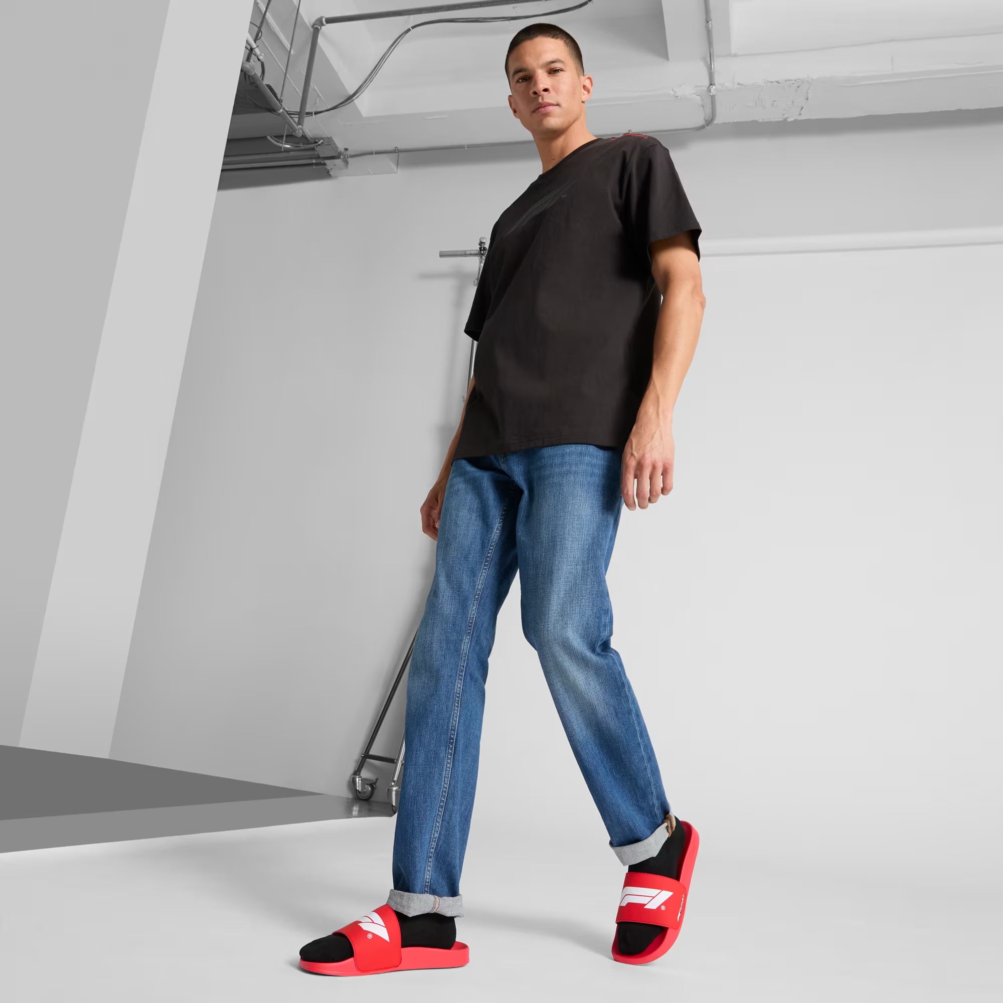 Men's PUMA Formula 1® Leadcat 2.0 Logo Slides Pop Red / PUMA White