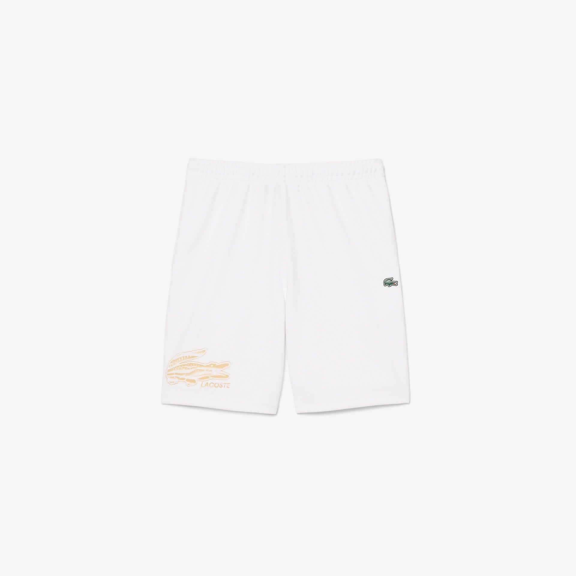 LACOSTE ホワイトショートパンツ US L Men's Lacoste Fleece Big Croc Print Shorts White | Chicago City Sports
