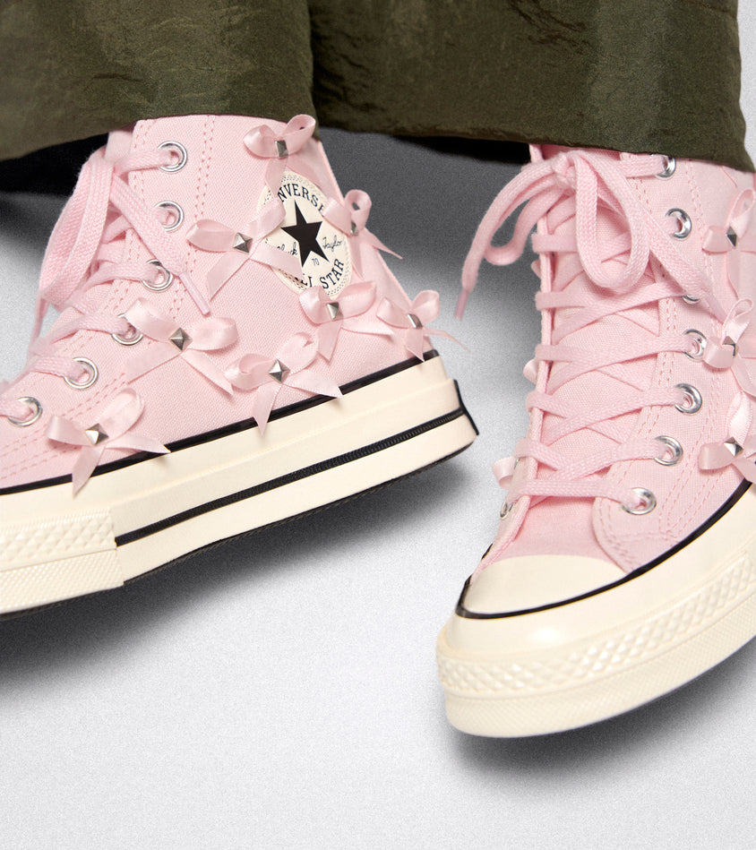 Unisex Converse Chuck 70 Hi Bow Studs Shoes Pink Frosting / Egret / Black