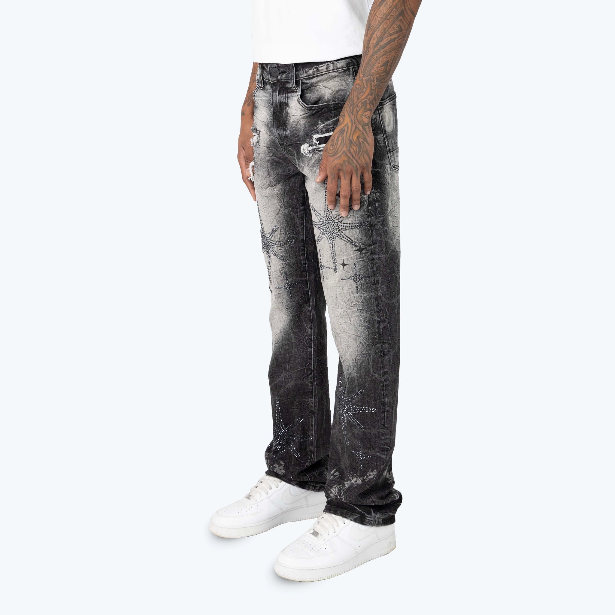 Men's Smoke Rise Long Straight Dystopia Jeans Villa Black