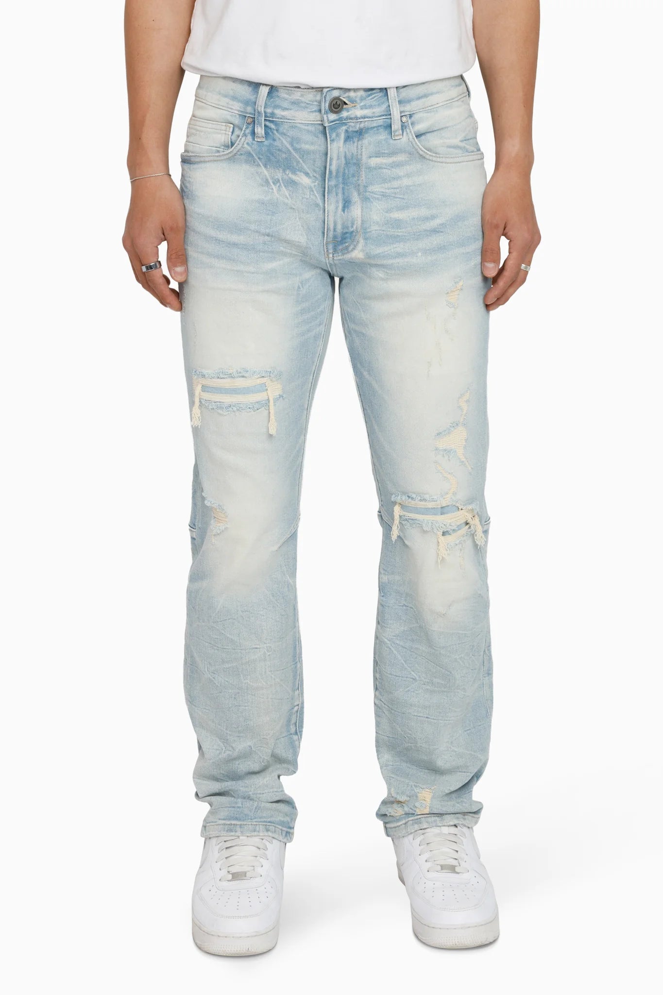 Men's Smoke Rise Heavy Whisker Effect Jeans Lily Blue