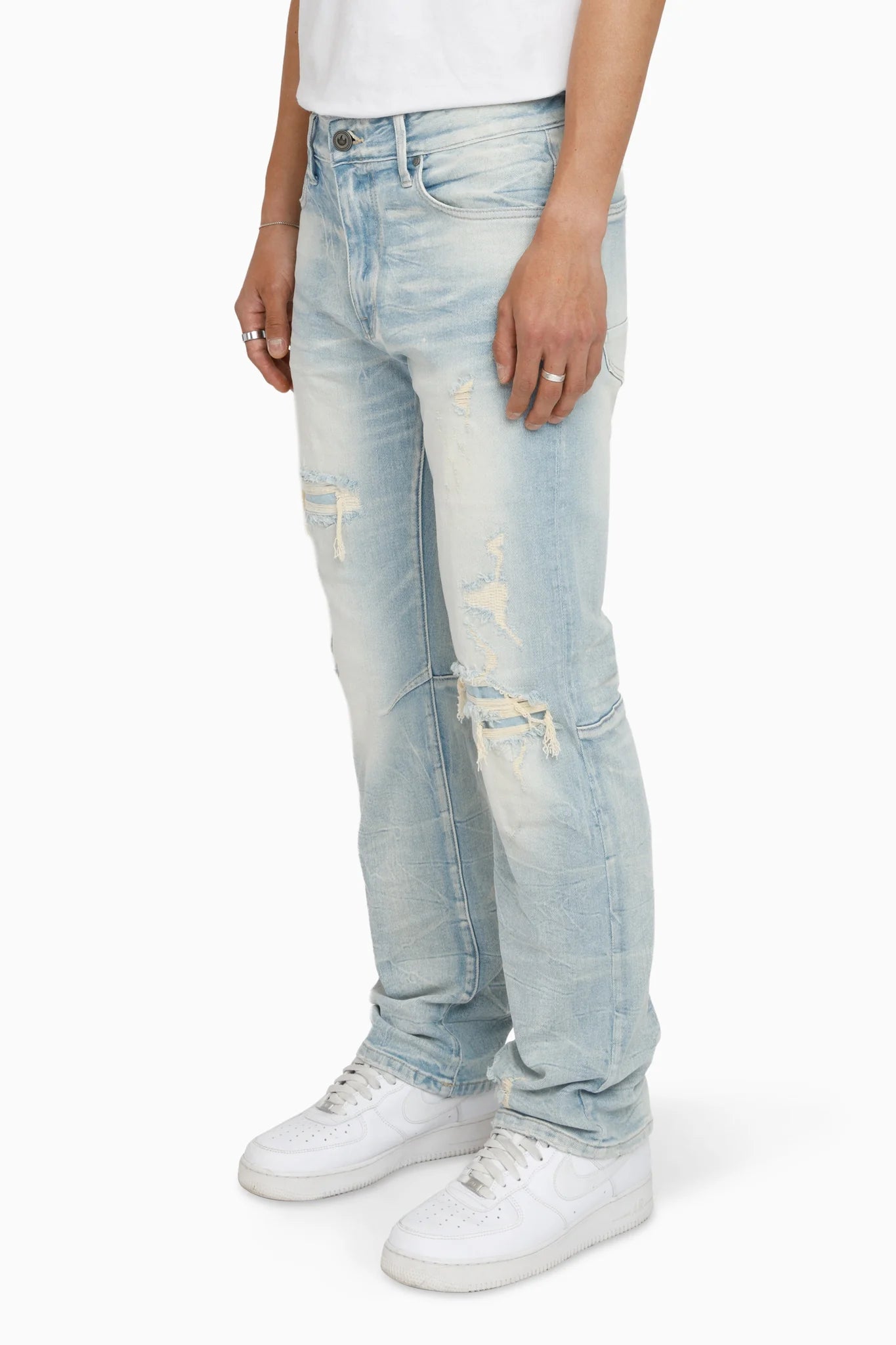 Men's Smoke Rise Heavy Whisker Effect Jeans Lily Blue