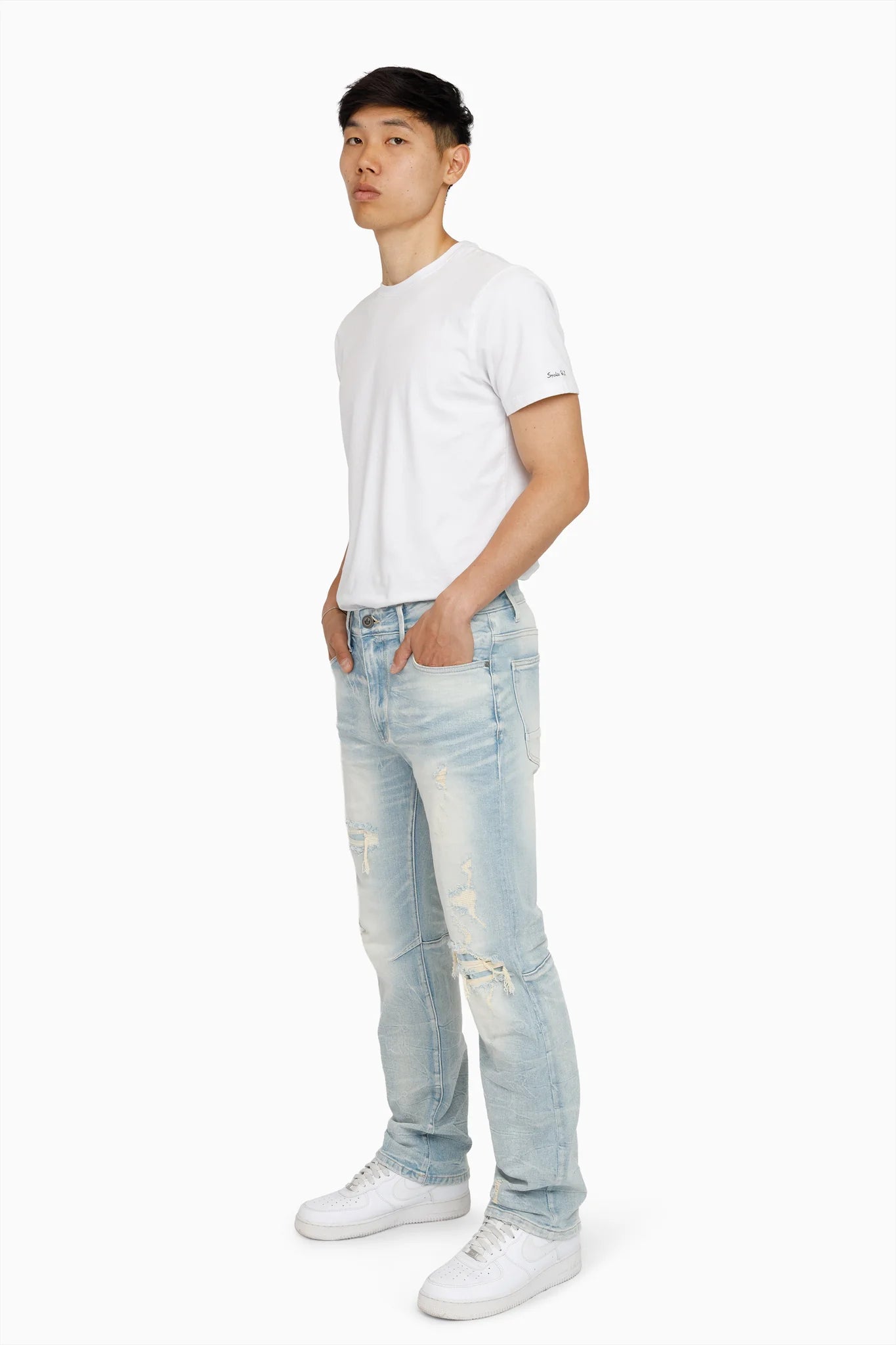 Men's Smoke Rise Heavy Whisker Effect Jeans Lily Blue