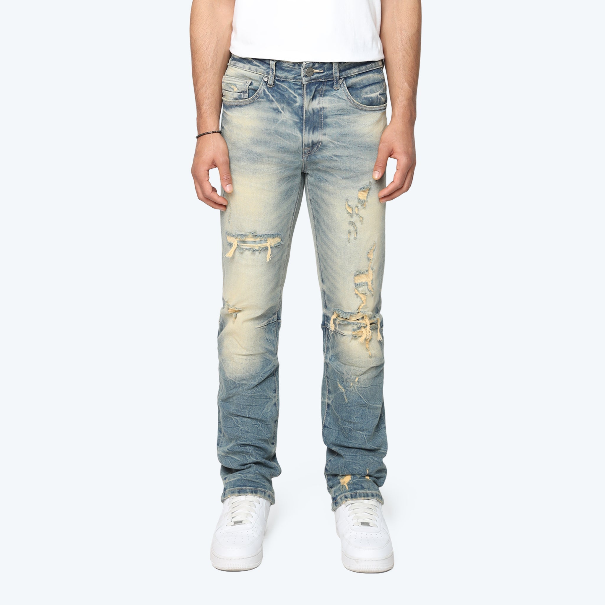 Men's Smoke Rise Straight Heavy Whisker Effect Jeans Owens Blue