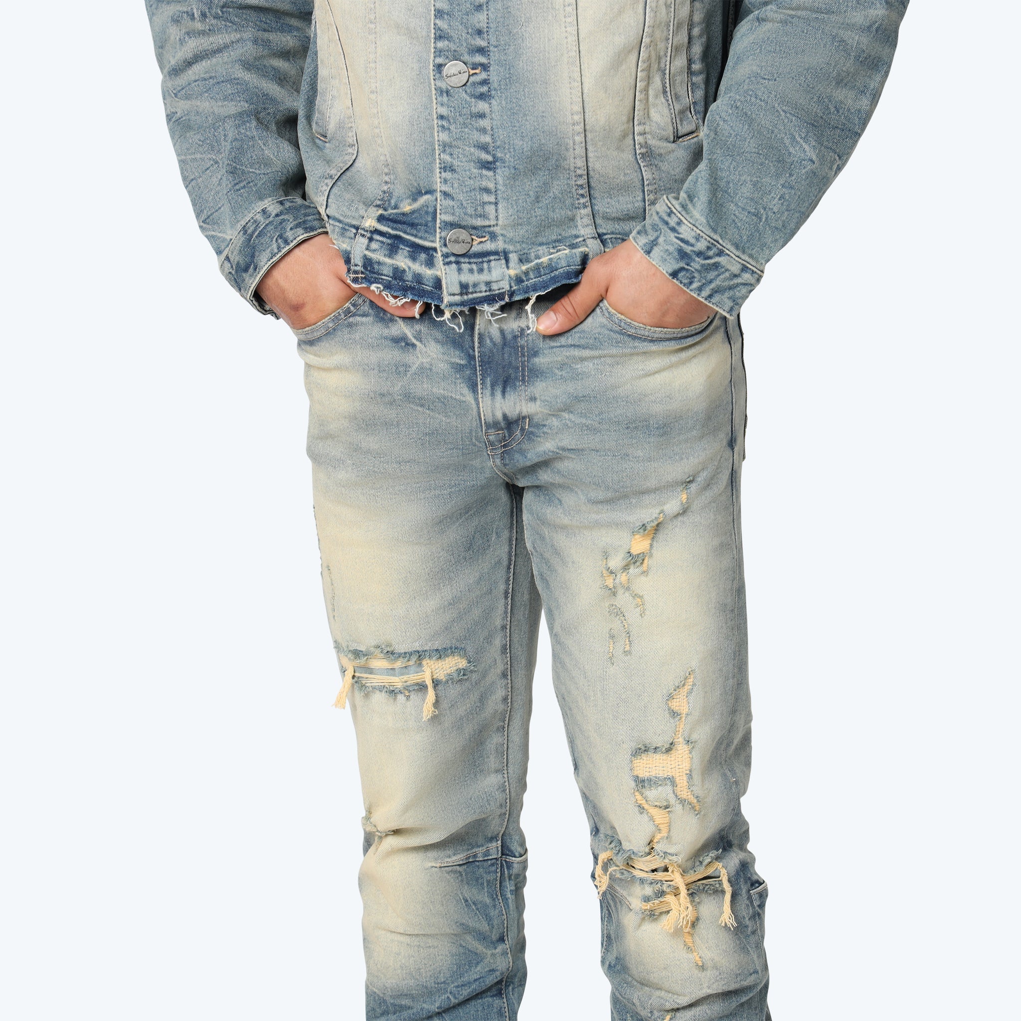 Men's Smoke Rise Straight Heavy Whisker Effect Jeans Owens Blue