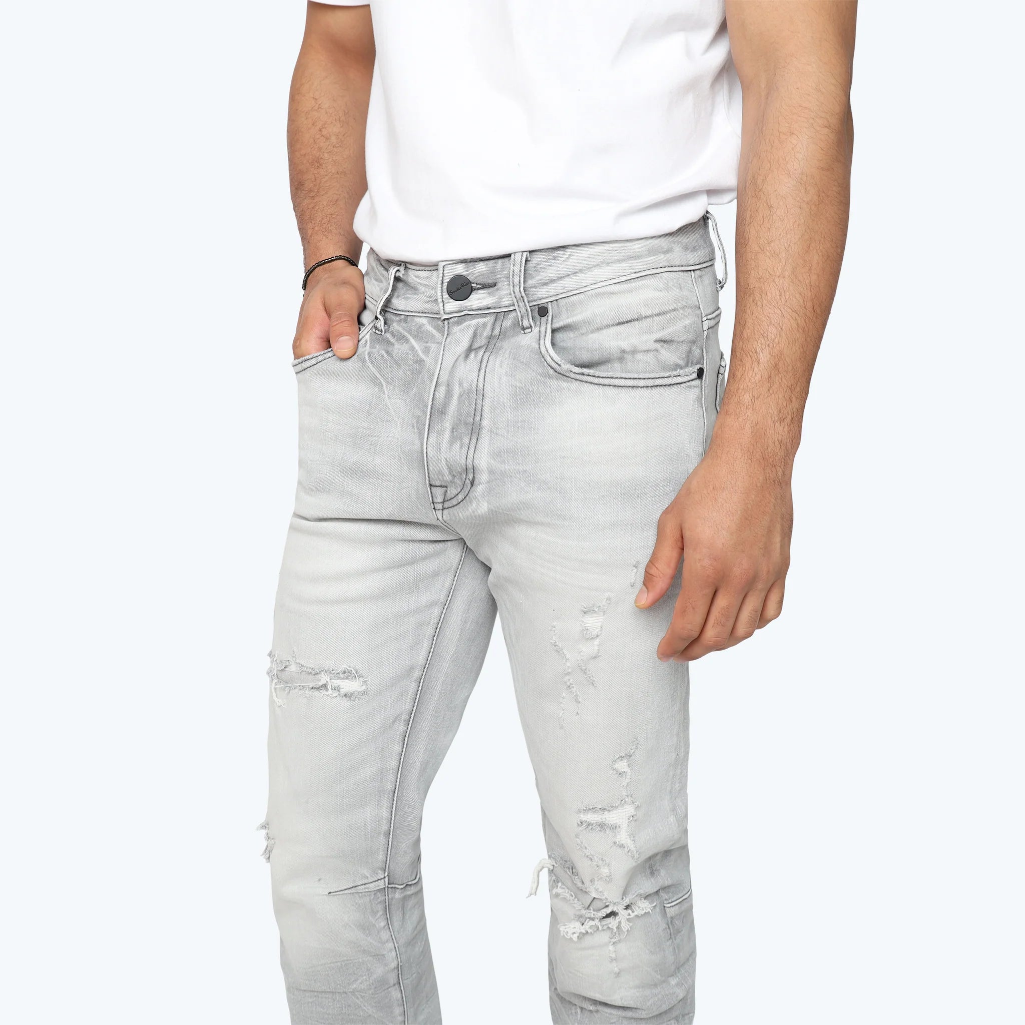 Men's Smoke Rise Straight Heavy Whisker Effect Jeans Rubio Grey
