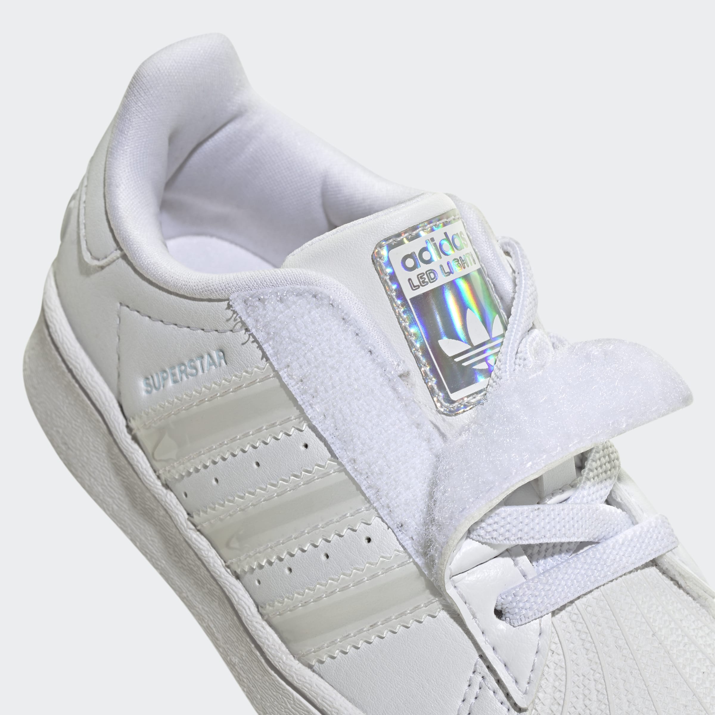Toddlers adidas Originals Superstar LED Lights Comfort Closure Elastic Lace Shoes Cloud White