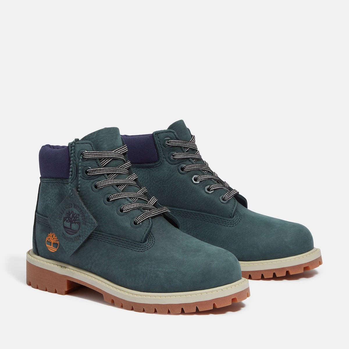 Big Kids Timberland Premium 6-Inch Waterproof Boots Dark Green Nubuck