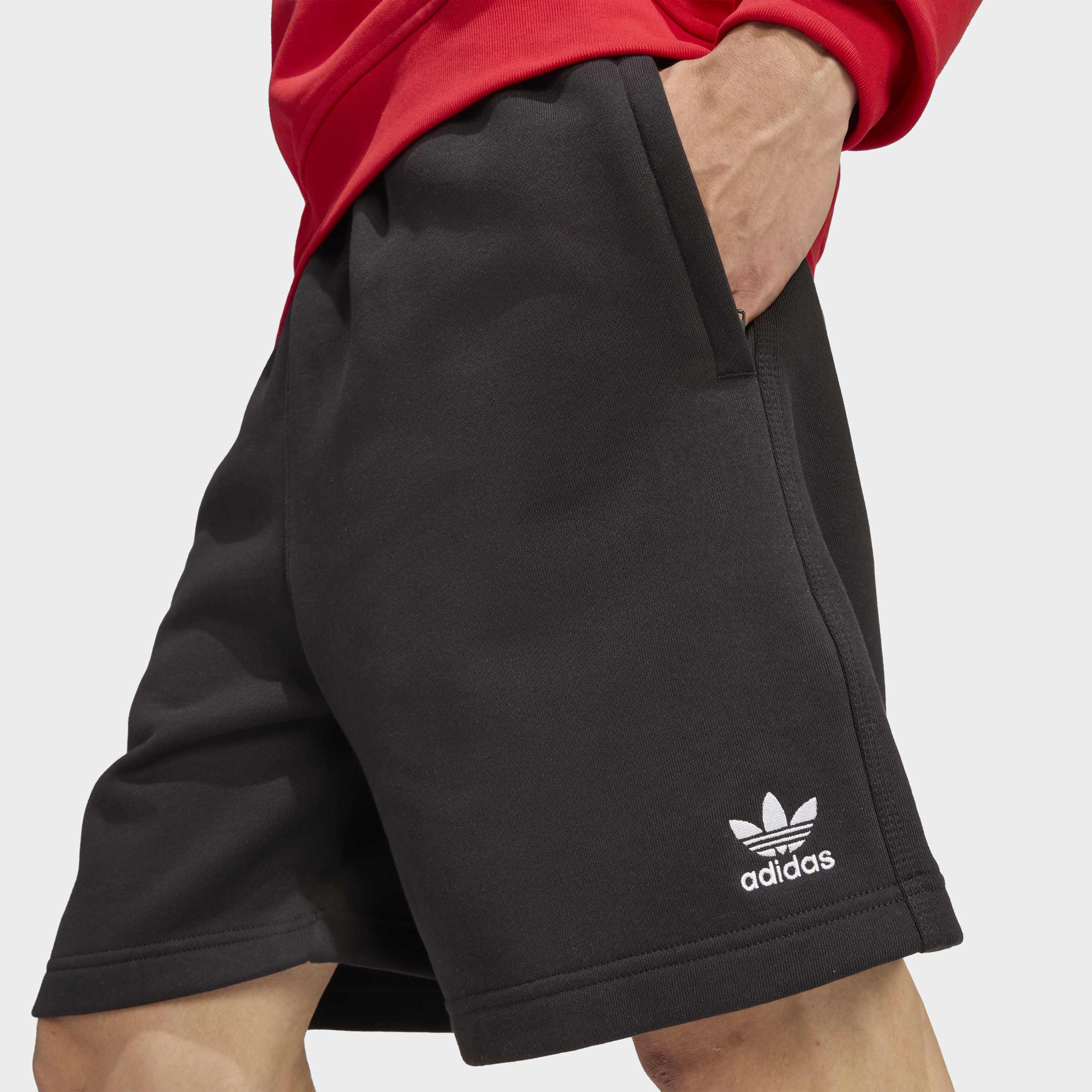 Men's adidas Originals Trefoil Essentials 7 Inch Fleece Shorts Black