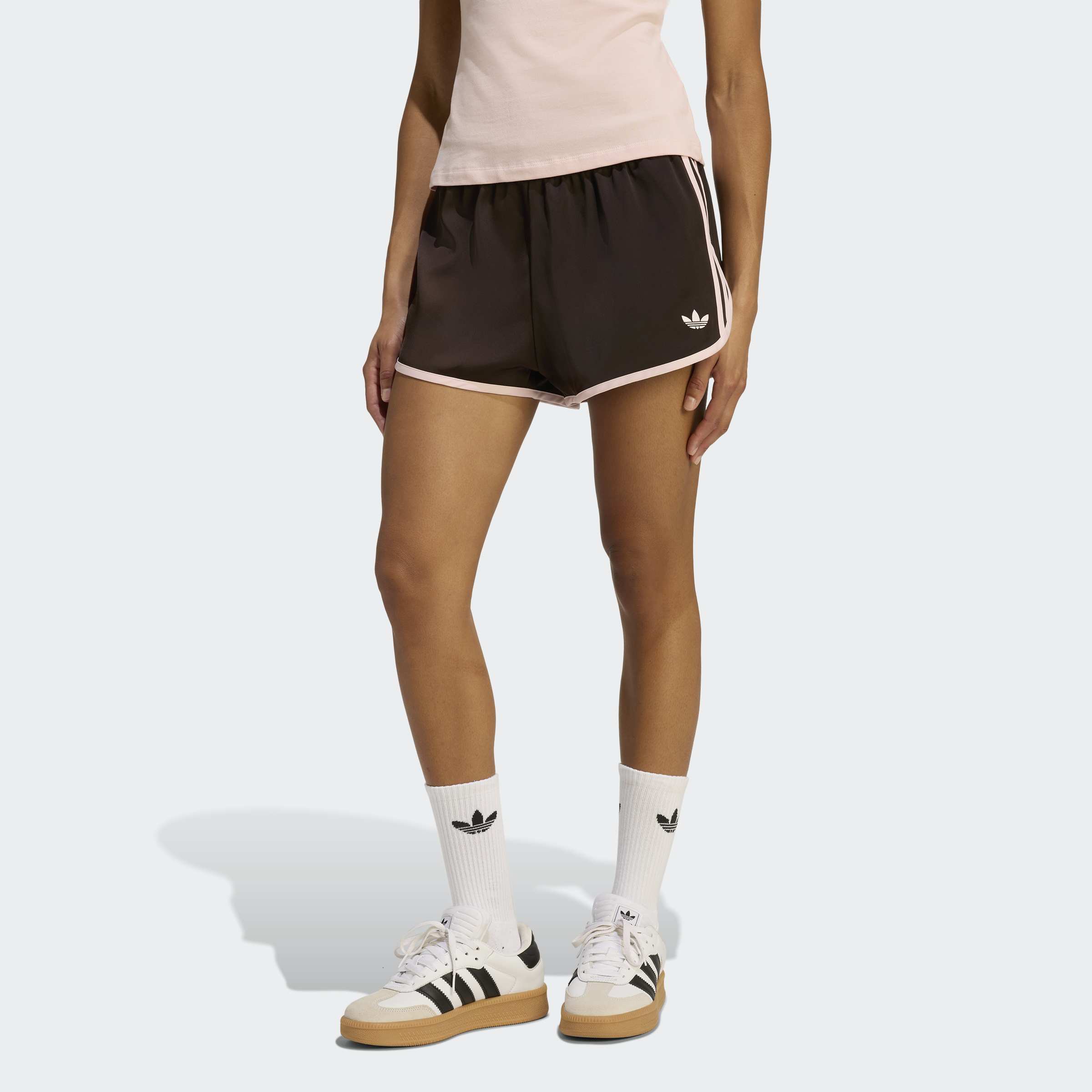 Women's adidas Originals 3-Stripes Sprinter Shorts Aurora Coffee