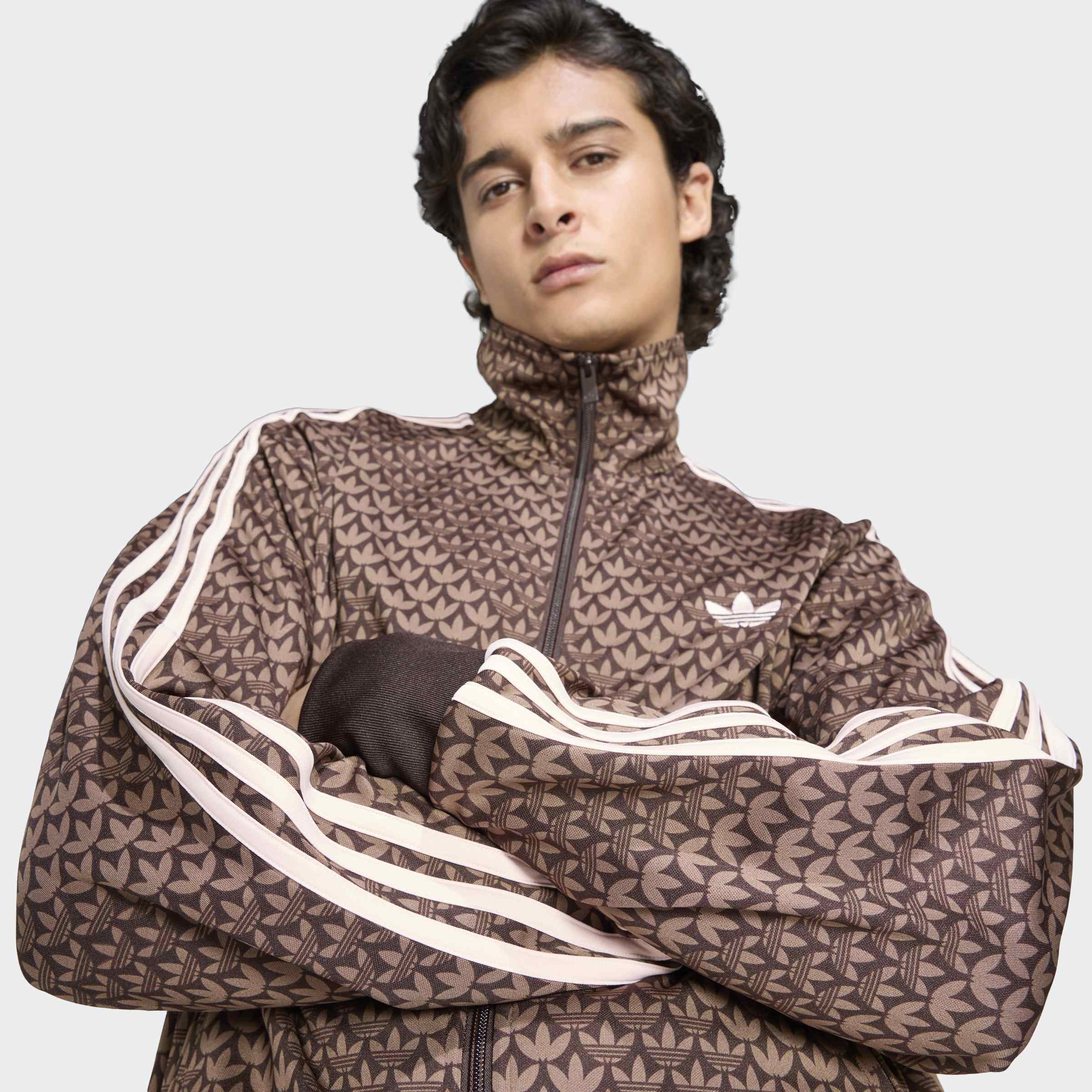 Men's adidas Originals Firebird Loose Monogram Track Jacket Aurora Coffee