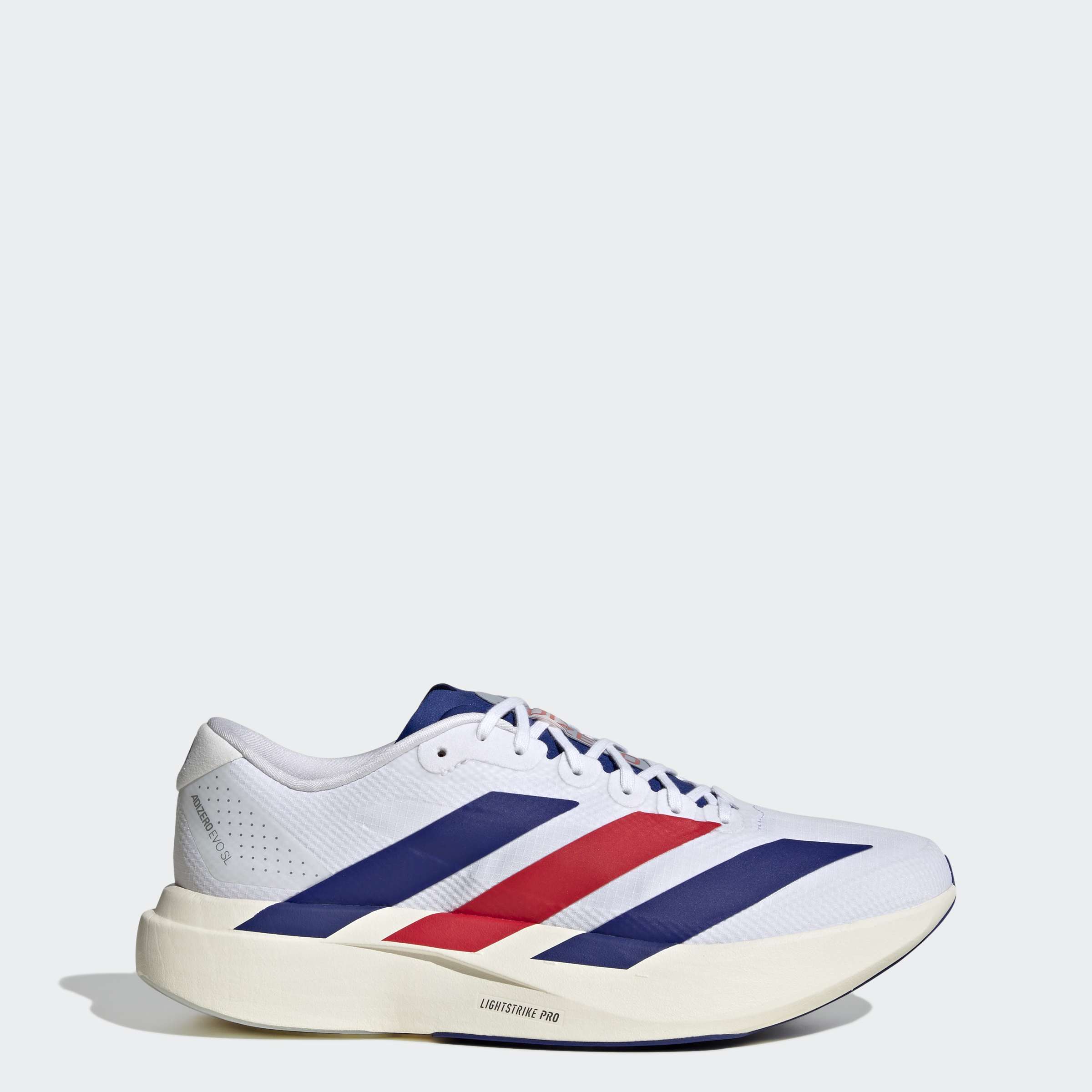 Men's adidas Running Adizero Evo SL Woven Shoes Cloud White / Mystery Ink / Pure Ruby