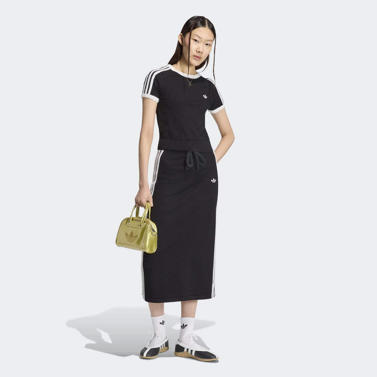 Women's adidas Originals 3-Stripes Knitted Tee Black