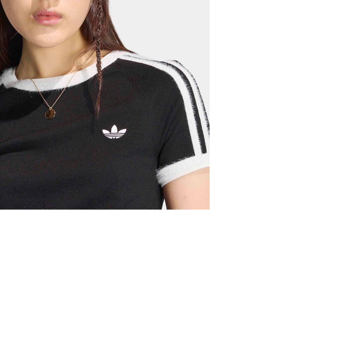 Women's adidas Originals 3-Stripes Knitted Tee Black