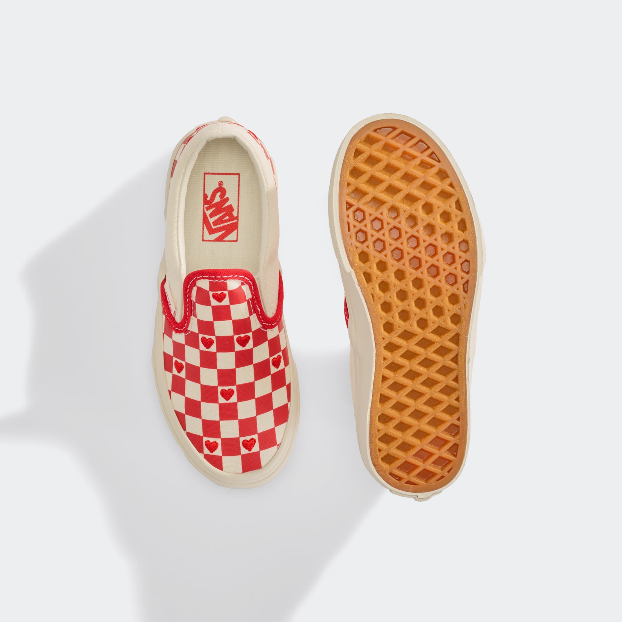 Little Kids Vans Classic Slip-On Checkerboard Shoes Racing Red / True White