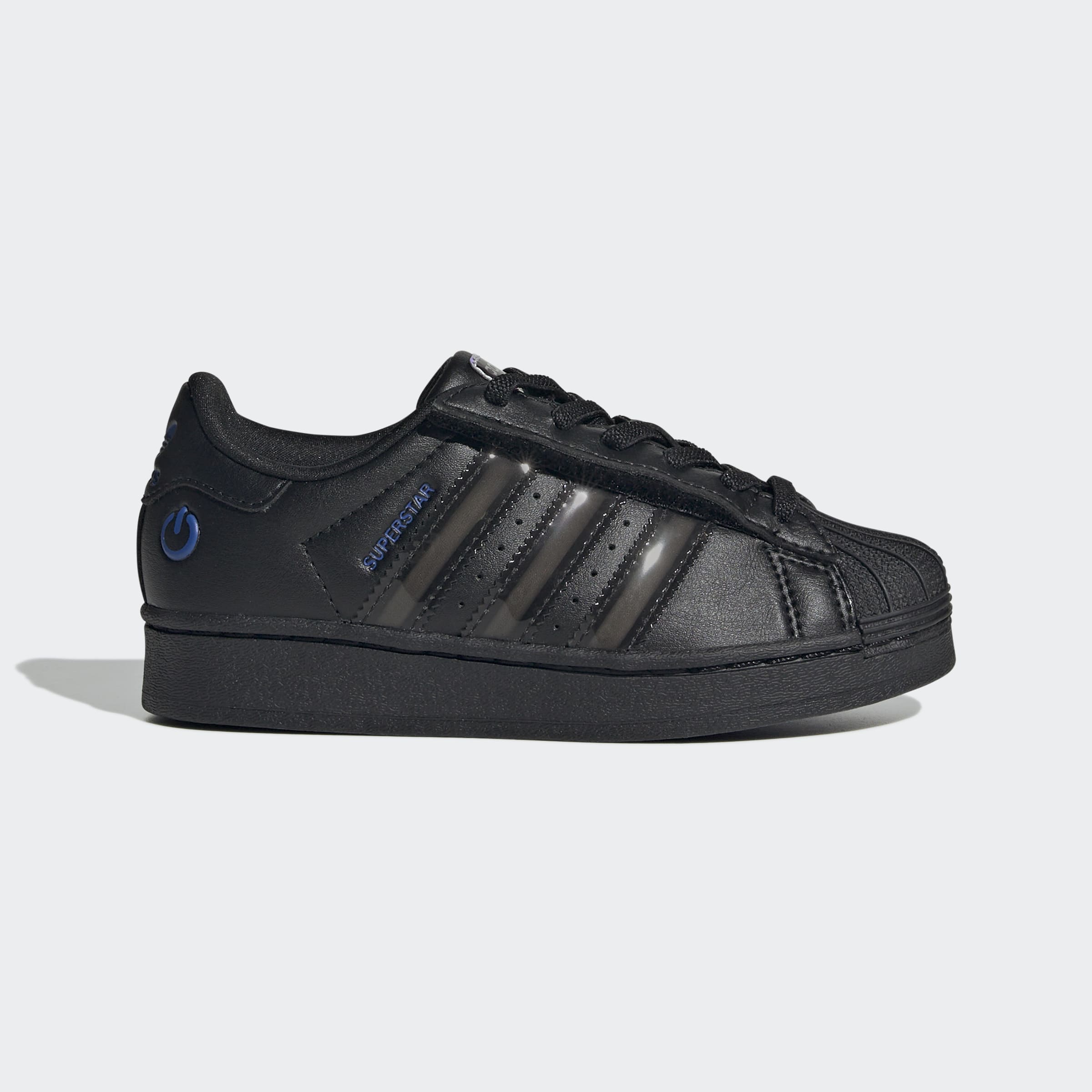 Little Kids adidas Originals Superstar LED Lights Comfort Closure Elastic Lace Shoes Black