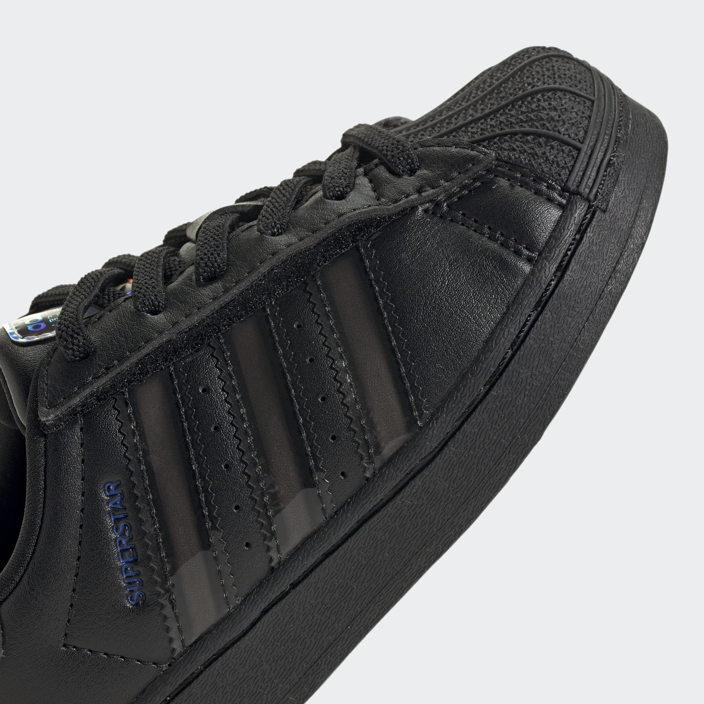 Little Kids adidas Originals Superstar LED Lights Comfort Closure Elastic Lace Shoes Black