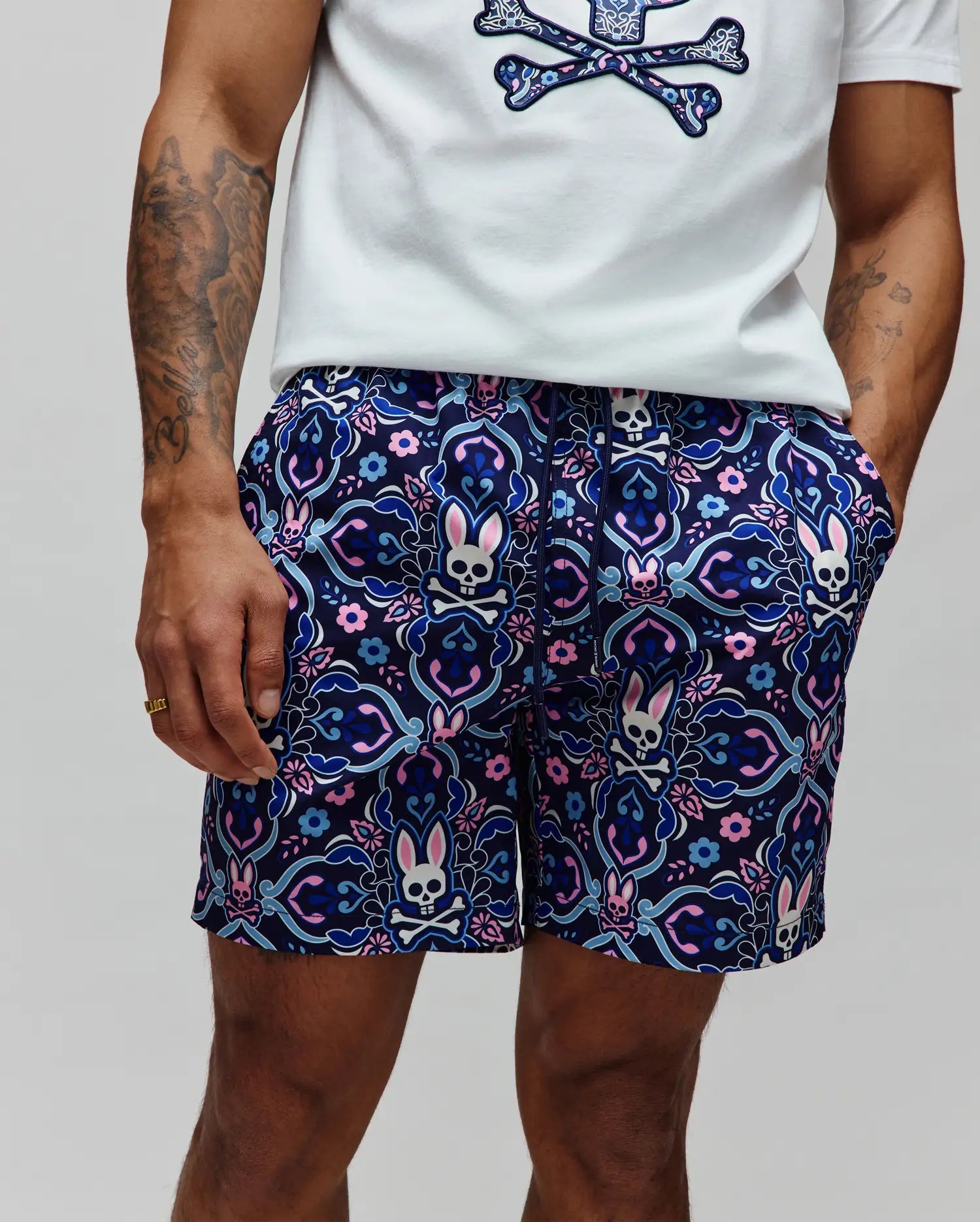 Men's Psycho Bunny Luke Swim Trunk Evening Blue