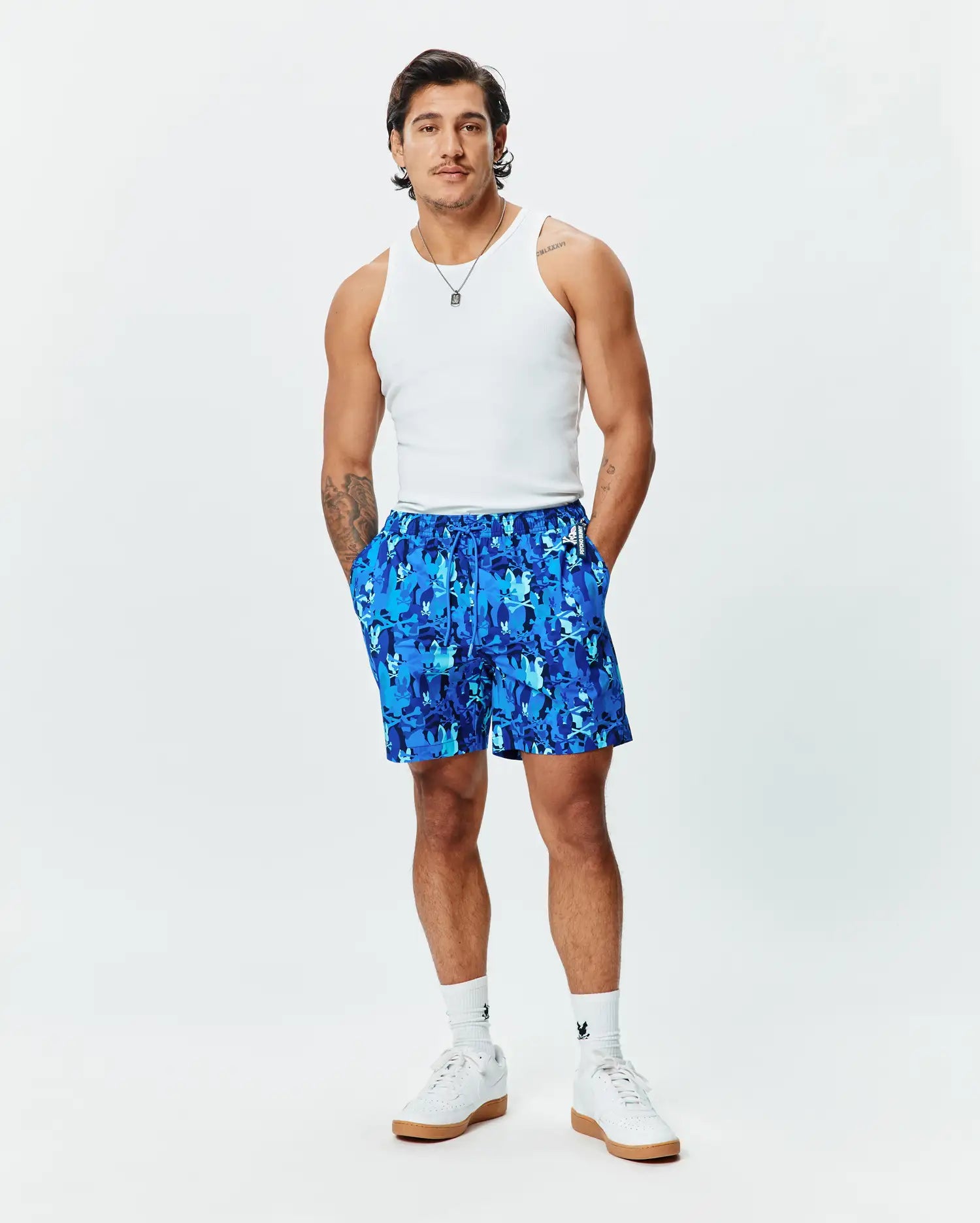 Men's Psycho Bunny Tanner Swim Trunk 6" Multi Blue